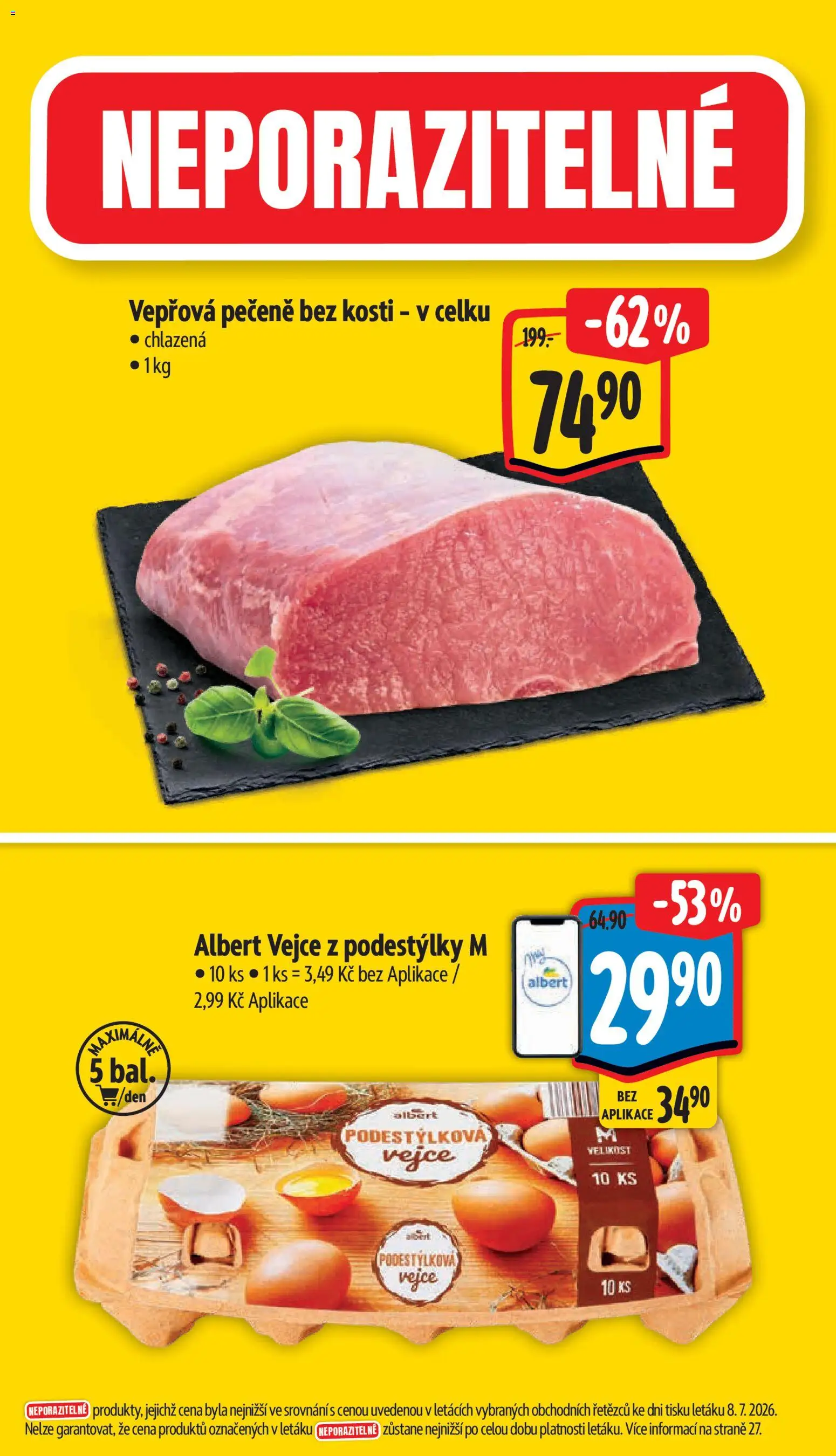 Albert leták - Hypermarket od 15.07.2026 | Strana: 2 | Produkty: Vepřová pečeně, Vejce