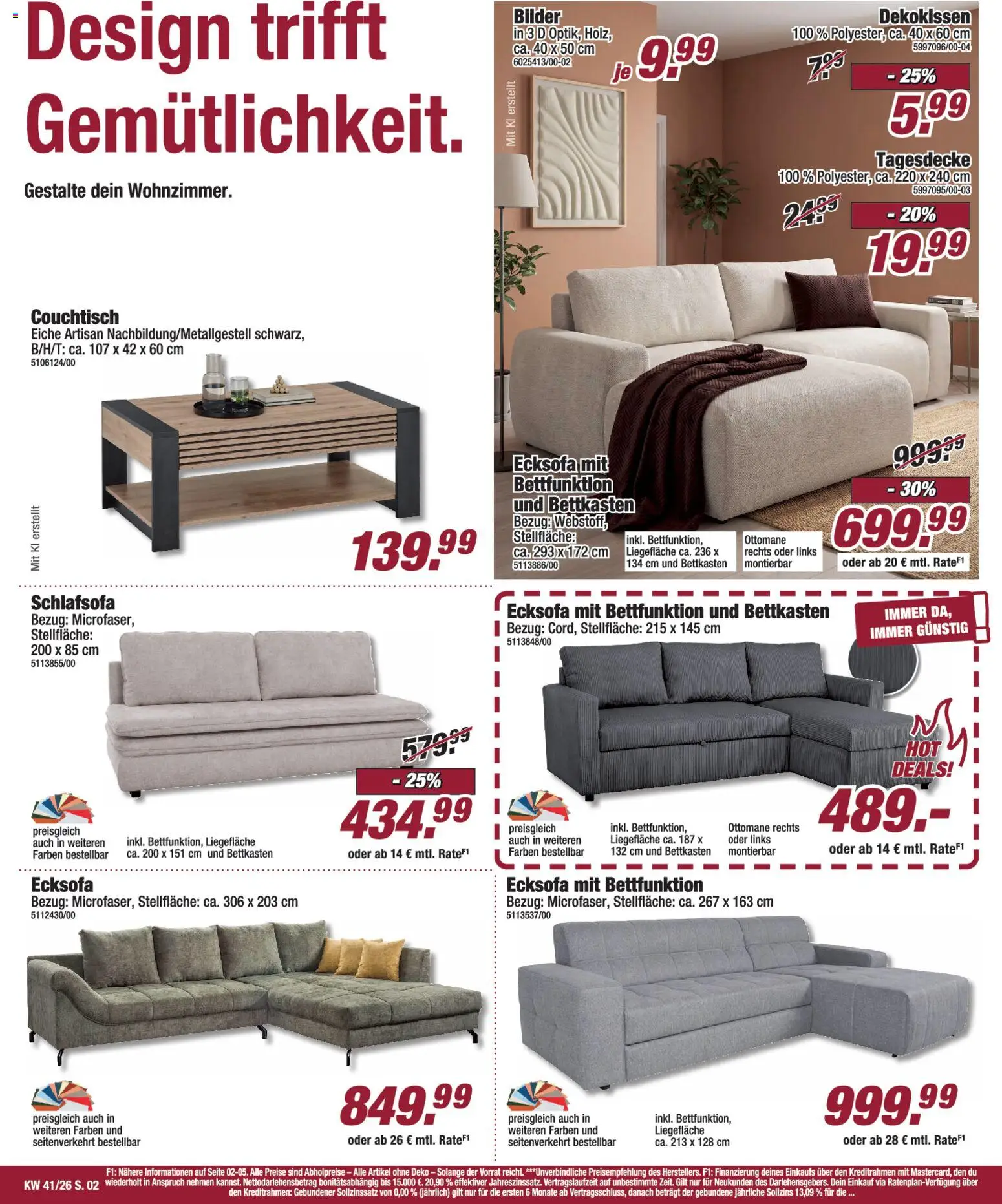 Poco Prospekt – gültig ab 04.10.2026 | Seite: 2 | Produkte: Schlafsofa, Ecksofa, Couchtisch, Tagesdecke