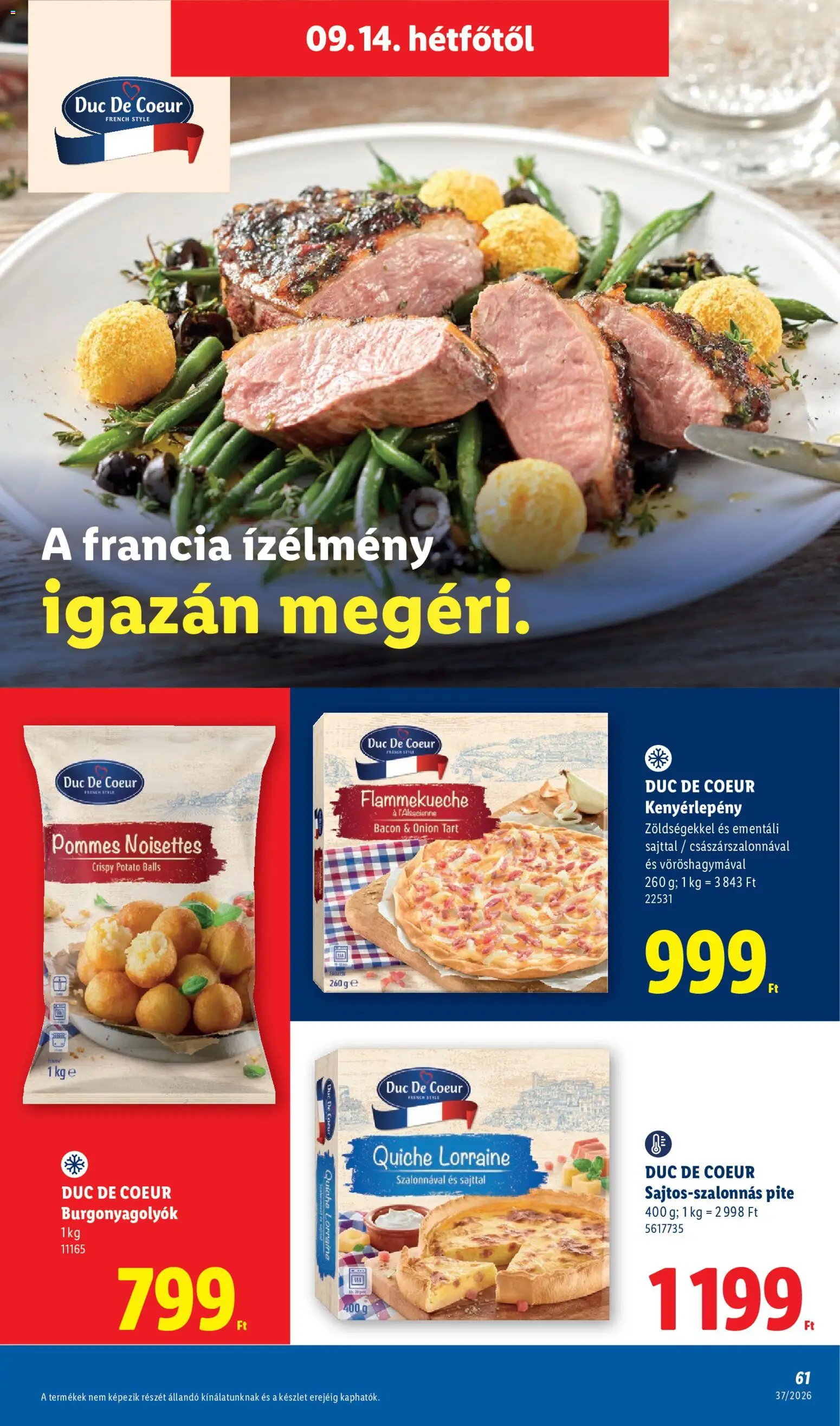 Lidl akciós ujság - amely érvényes a következő dátumtól: 2026.09.10. | Oldal: 61 | Termékek: Bacon, Pite