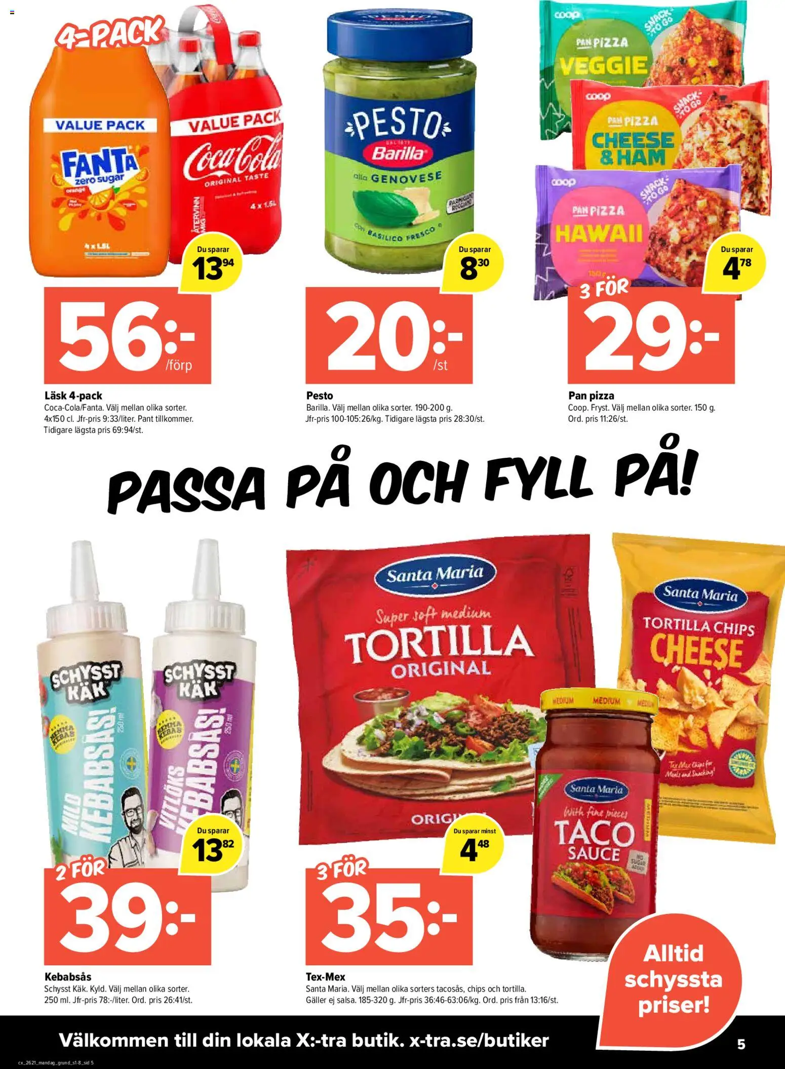 Coop X:-TRA reklamblad aktuell från 18.05.2026 | Sida: 5 | Produkter: Galler, Chips, Fanta, Kebabsås