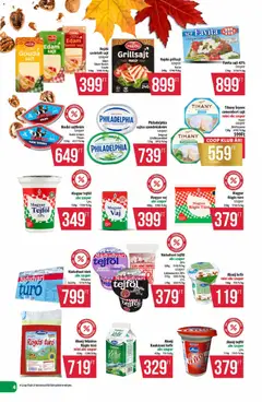 COOP - Újság Észak Kelet Pro-Coop Zrt - amely érvényes a következő dátumtól: 2026.10.15. | Oldal: 4 | Termékek: Philadelphia, Laktózmentes, Rögös túró, Gouda