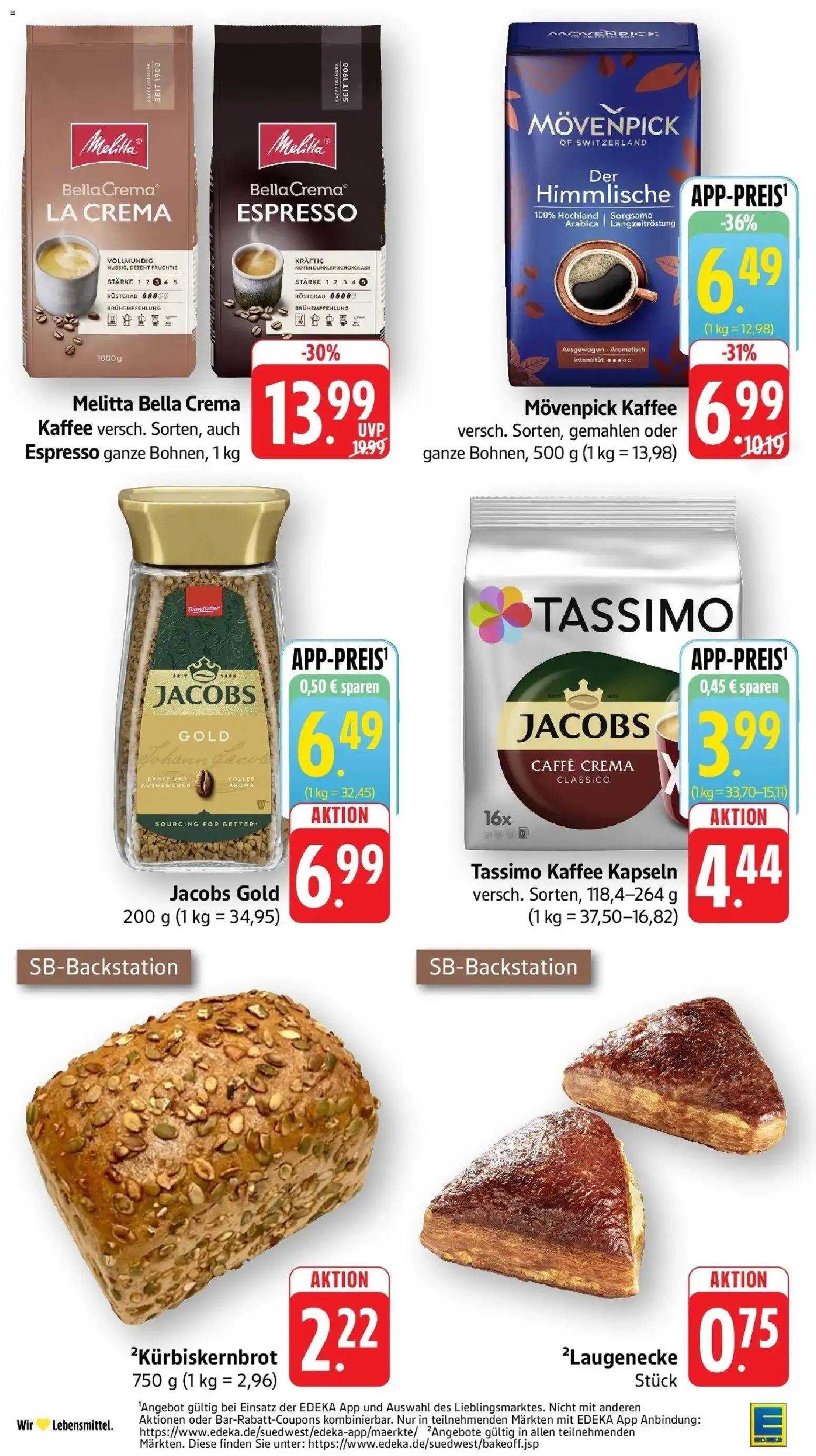 Edeka prospekt Großostheim – gültig ab 22.06.2026 | Seite: 22 | Produkte: Melitta, Kaffee, Schokolade, Movenpick kaffee