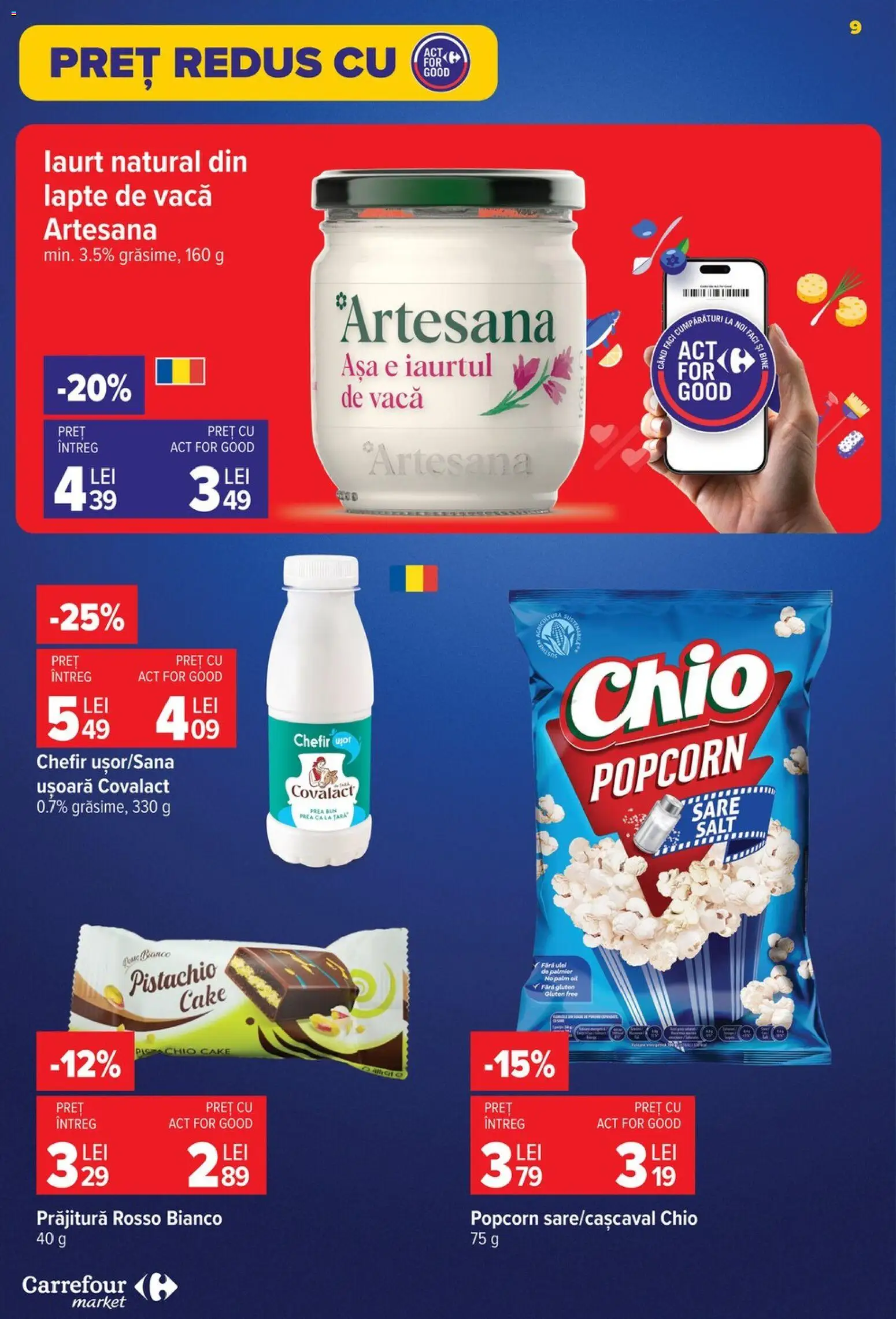 Noul catalog Carrefour – valabil de la 08.07.2026 | Pagină: 10 | Produse: Prăjitură, Lapte, Sare