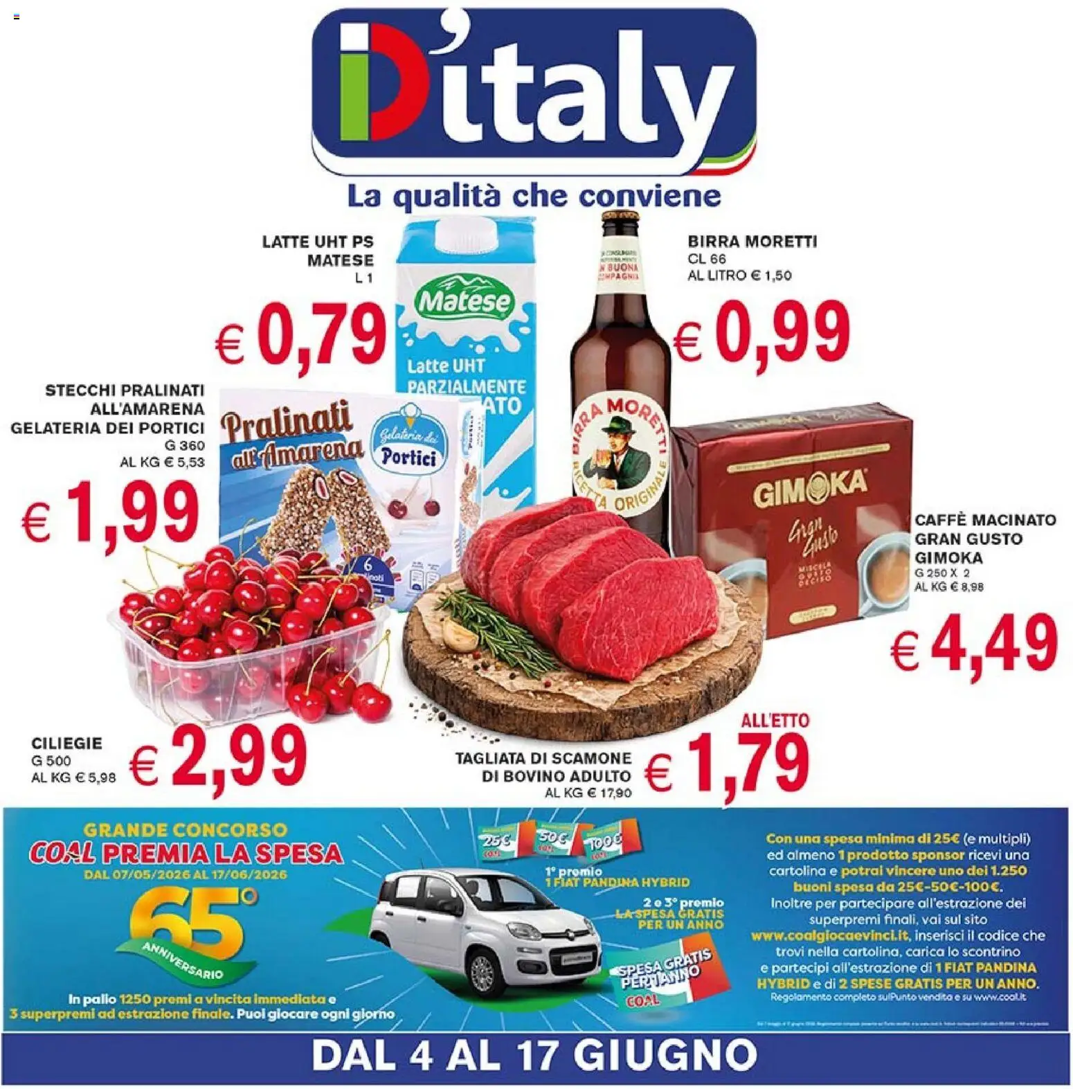 Volantino Coal del 04.06.2026 | Pagina: 1 | Prodotti: Bovino, Caffè, Birra, Macinato