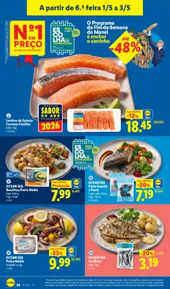 Pré-visualização OCEAN SEA Peixe Espada à Posta, Peixe Espada à Posta, Cada emb. 700 g, 1 kg = 10.27 válido de 27.04.2026 | Página: 34
