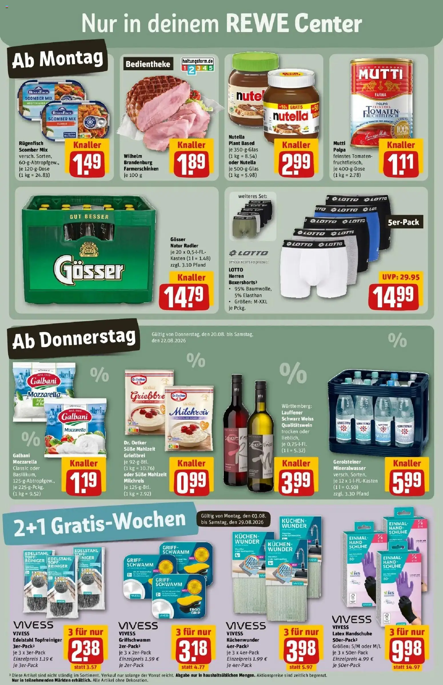 REWE Prospekt ab 17.08.2026 zum Blättern » Angebote | Seite: 3 | Produkte: Tomaten, Radler, Kuchen, Handschuhe