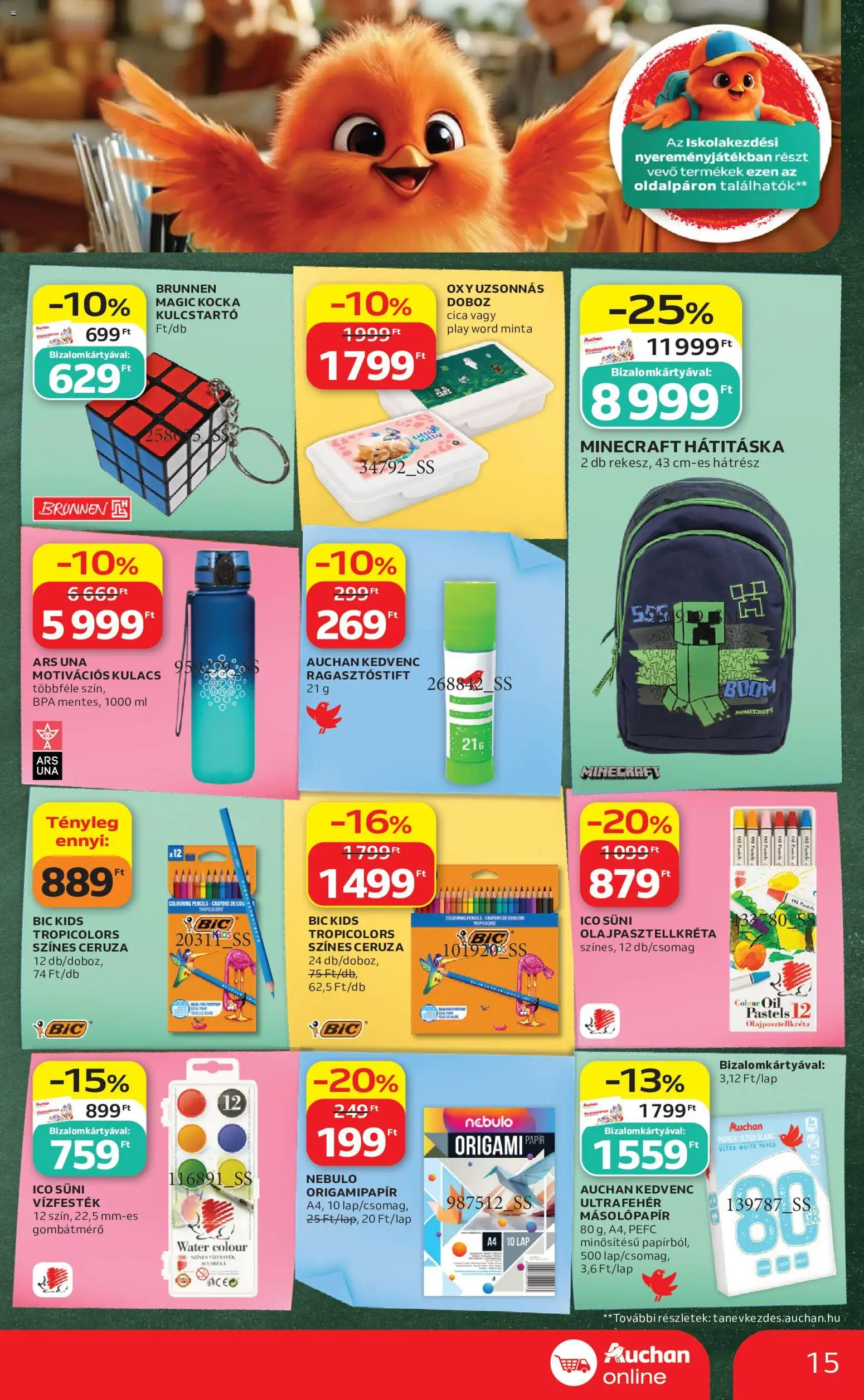 Auchan akciós ujság - amely érvényes a következő dátumtól: 2026.08.06. | Oldal: 15 | Termékek: Kulacs, Doboz