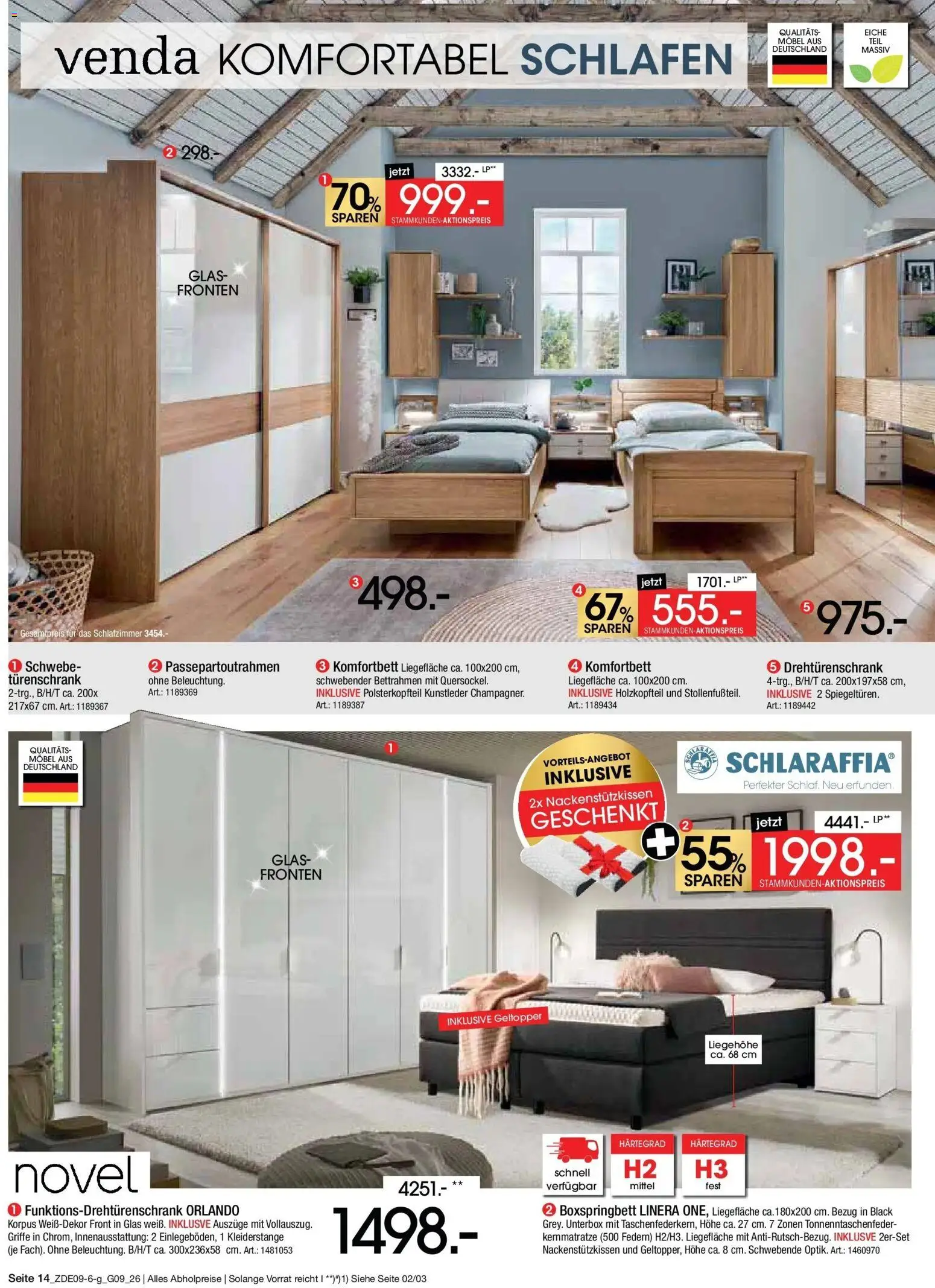 Zurbrüggen Prime Shopping week – gültig ab 12.09.2026 | Seite: 16 | Produkte: Drehtürenschrank, Boxspringbett