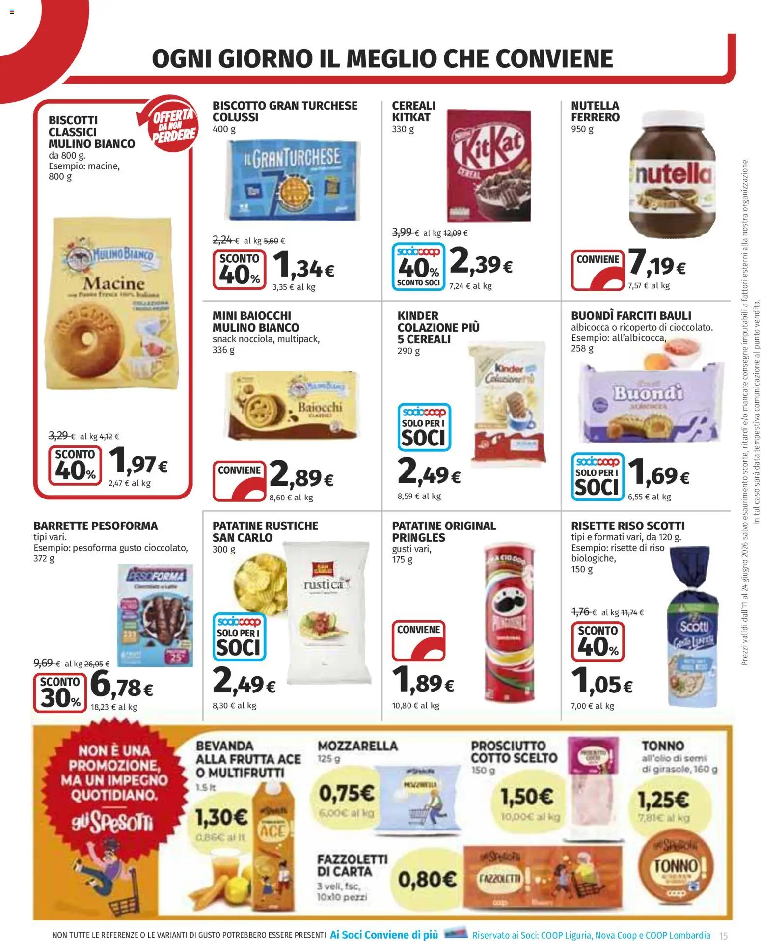 Volantino COOP del 11.06.2026 | Pagina: 15 | Prodotti: Fazzoletti, Prosciutto, Data, Tonno