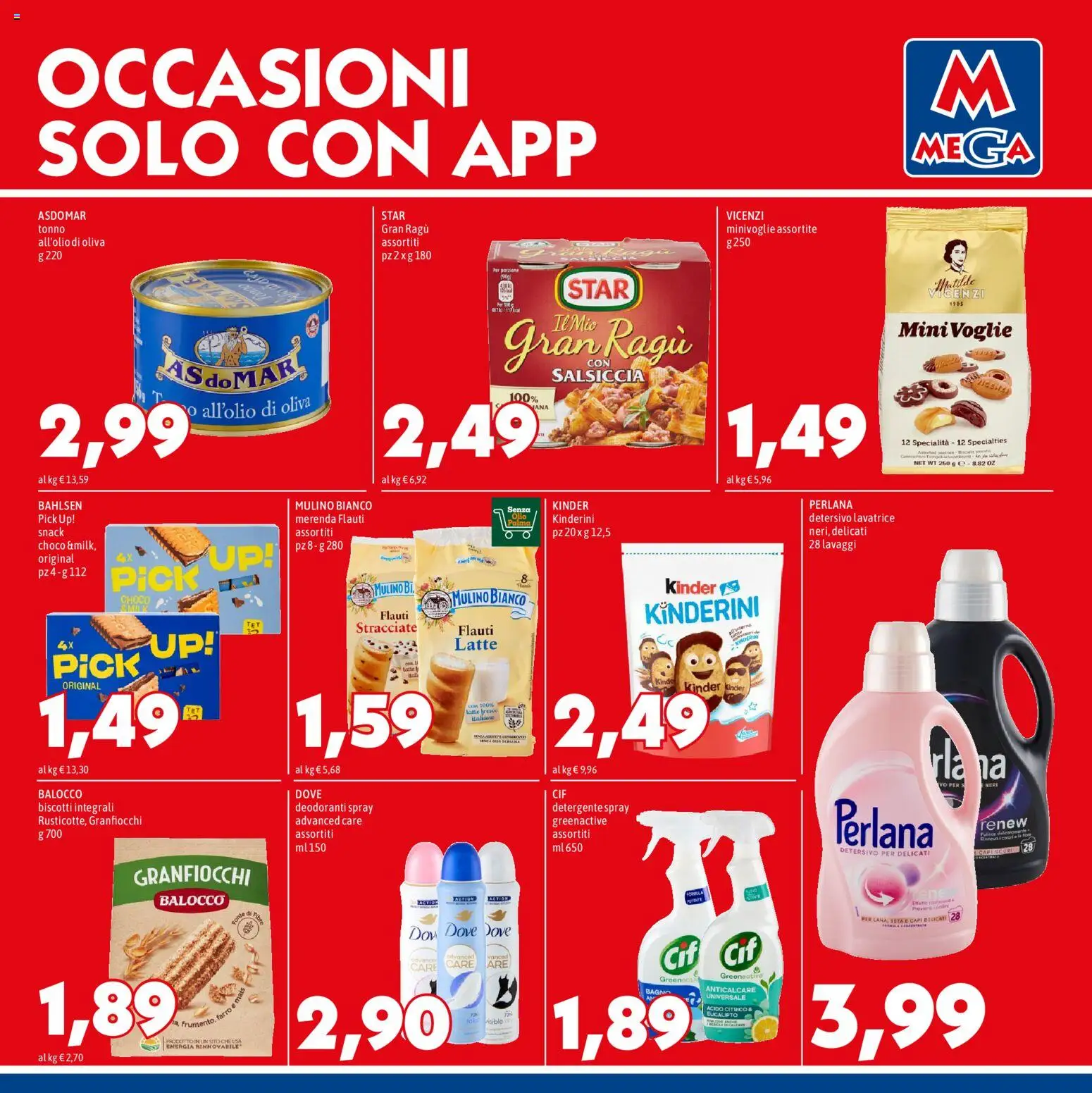 Volantino Mega del 03/09/2026 | Pagina: 8 | Prodotti: Biscotti, Olio, Salsiccia, Farro