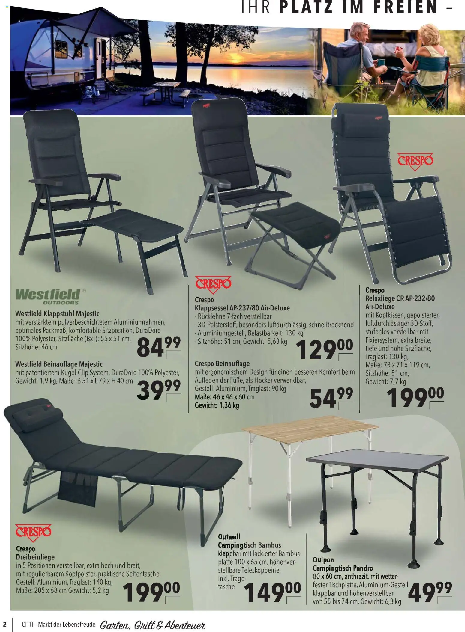 CITTI Markt Garten, Grill & Abenteuer – gültig ab 27.05.2026 | Seite: 2 | Produkte: Tasche, Gewicht, Grill, Hocker