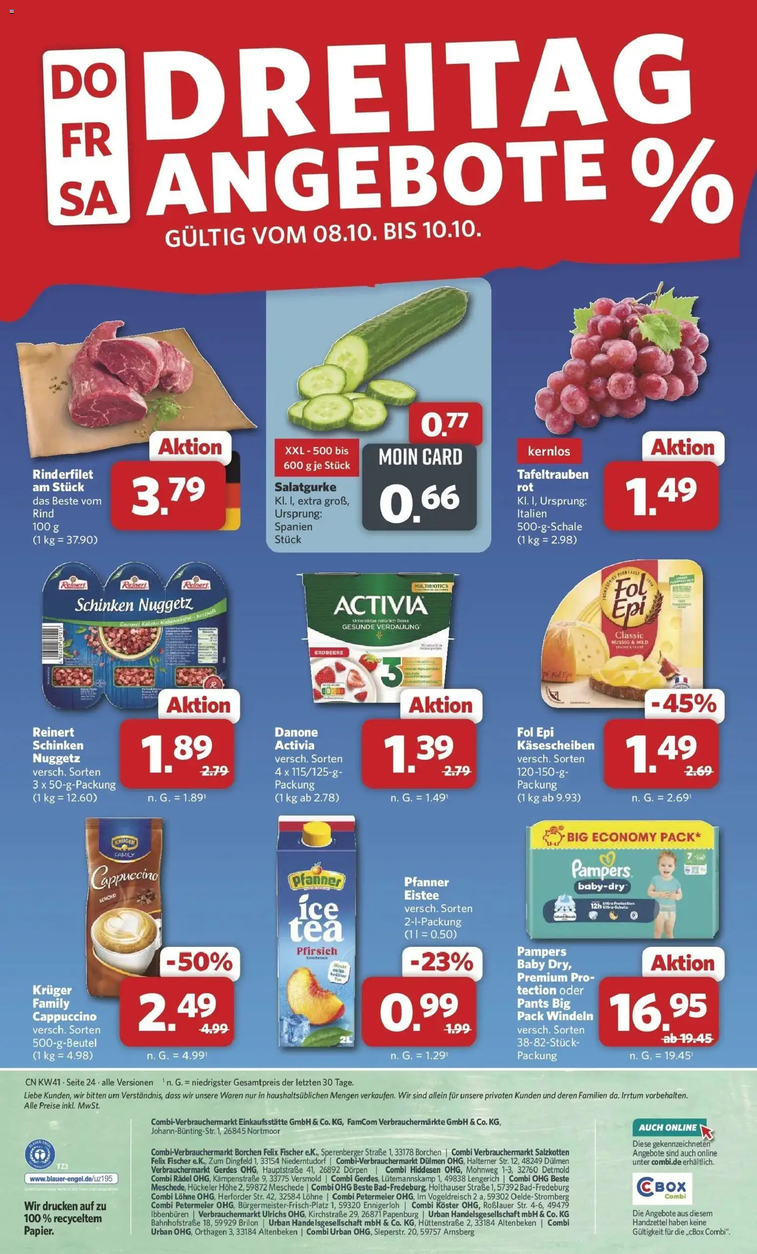 Combi Prospekt Rahden – gültig ab 05.10.2026 | Seite: 26 | Produkte: Activia, Rinderfilet, Pfirsich, Schinken