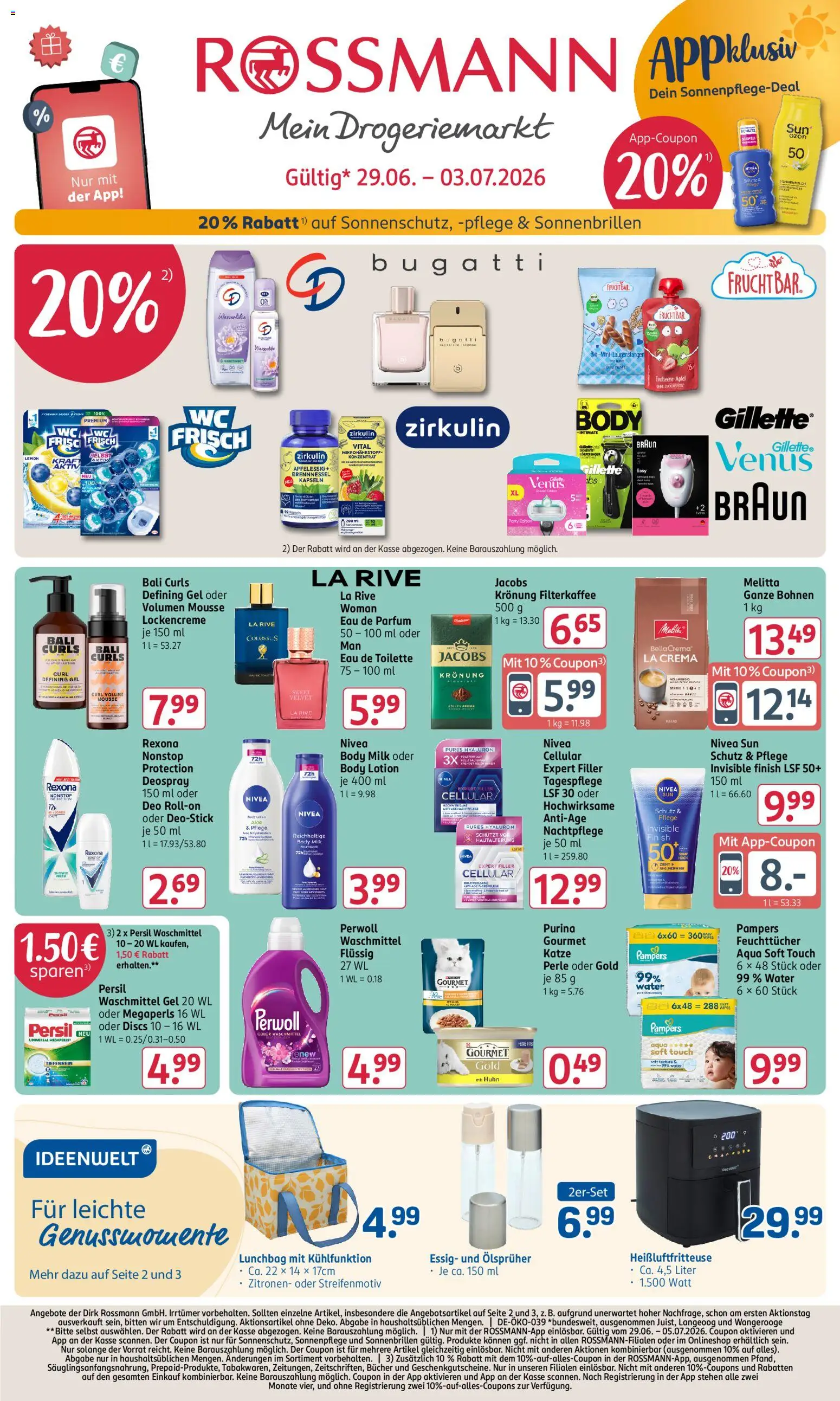 Rossmann Angebotsprospekt – gültig ab 29.06.2026 | Seite: 1 | Produkte: Essig, Perwoll, Body Lotion, Heißluftfritteuse