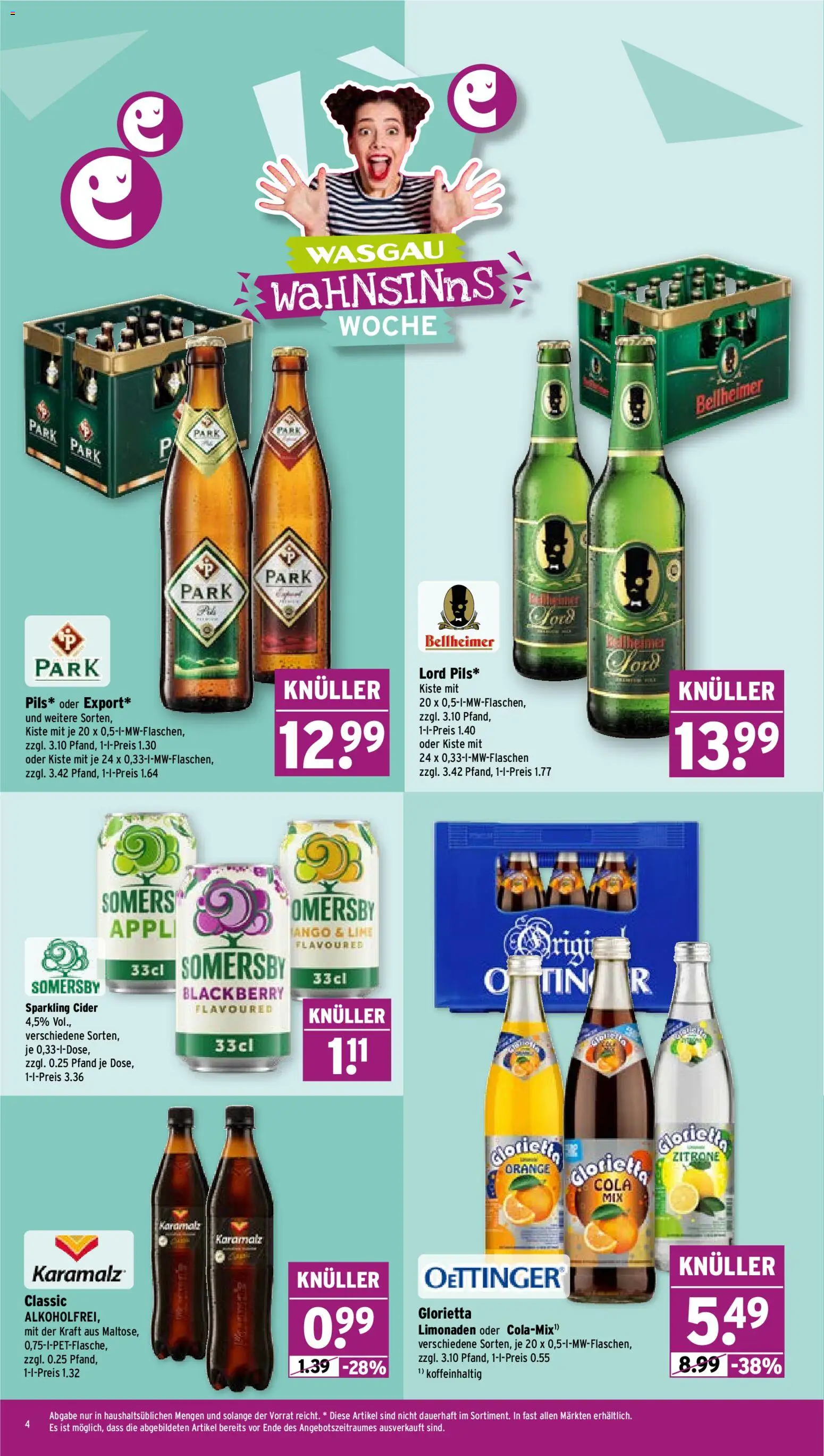 Wasgau Prospekt – gültig ab 28.09.2026 | Seite: 4 | Produkte: Cola, Oettinger, Zitrone