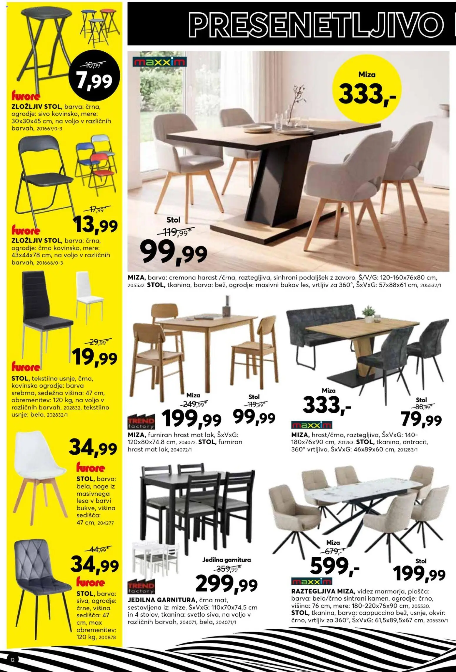 Novi Dipo katalog ponudbe – veljaven od 23.09.2026 | Stran: 12 | Izdelki: Okvir, Miza, Stol, Barva