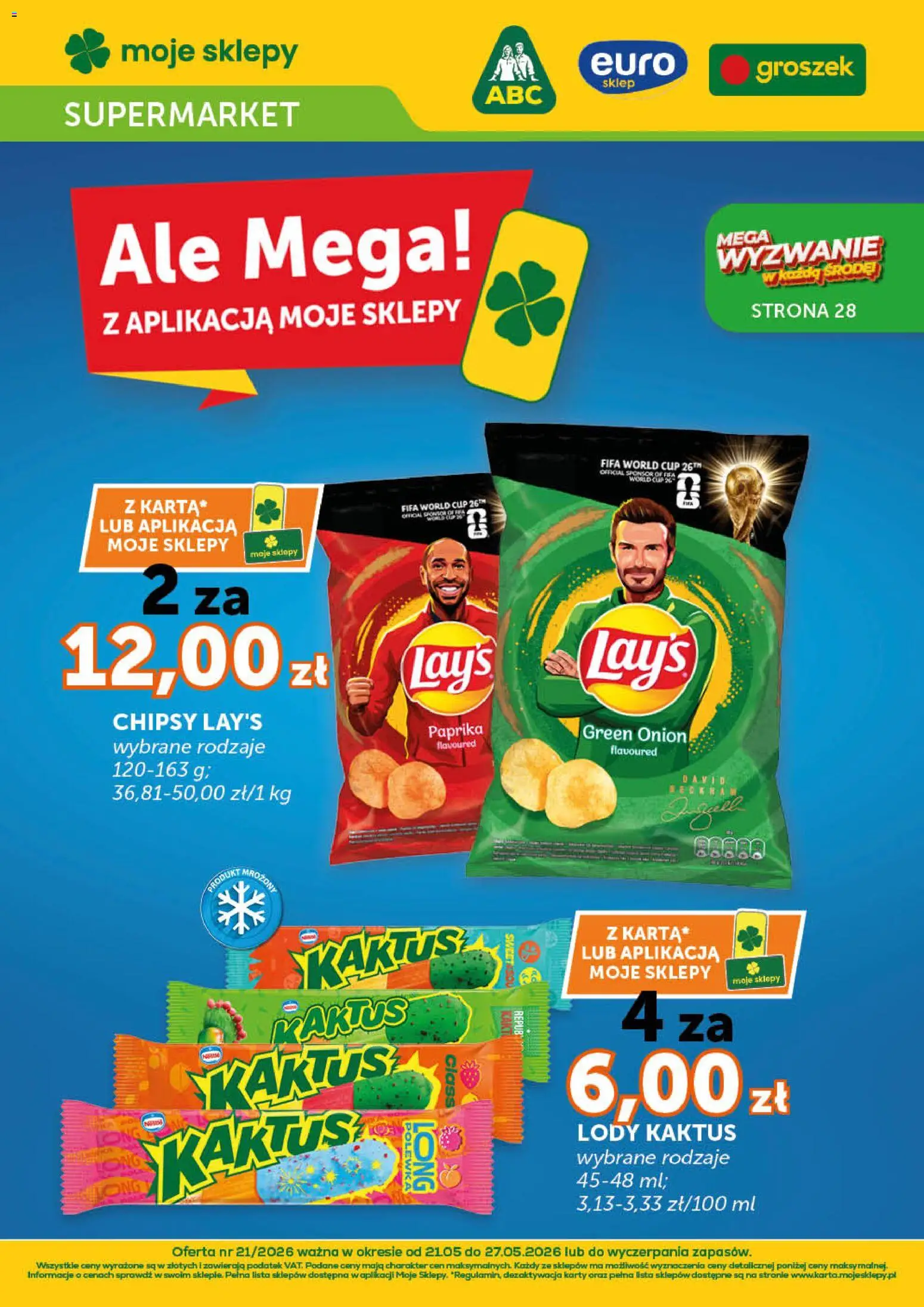 Groszek gazetka od 21.05.2026 | Strona: 1 | Produkty: Groszek, Chipsy, Lody Kaktus, Lody