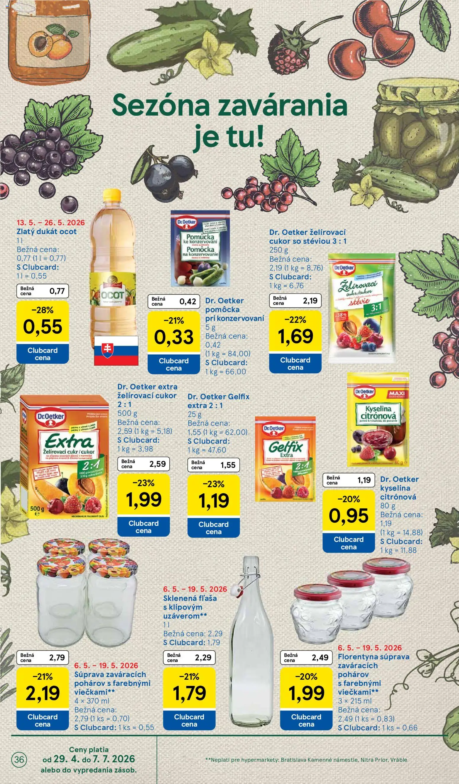 Nové Tesco akcie – leták je platný od 13.05.2026 | Strana: 36 | Produkty: Olej, Cukor, Ocot