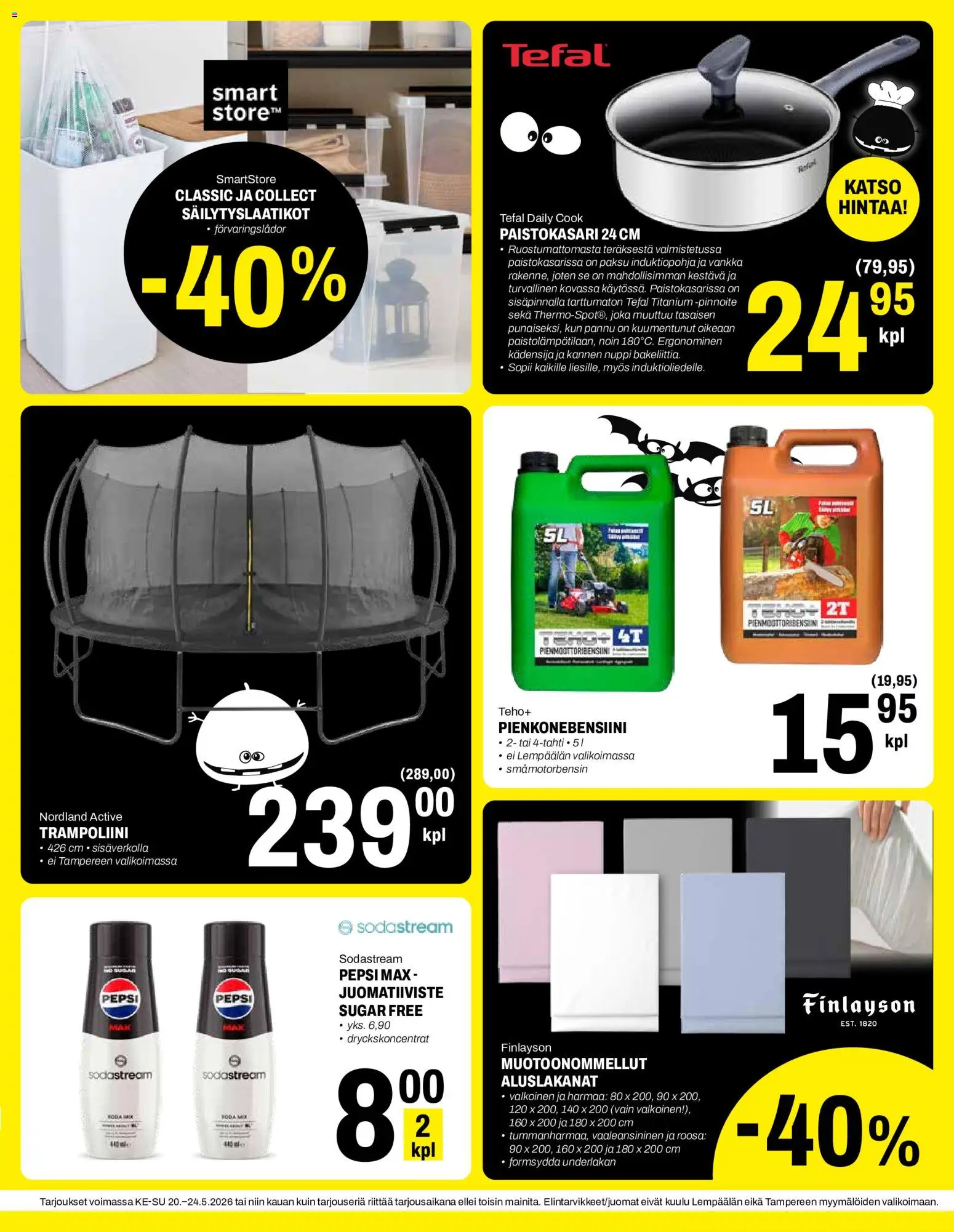 Minimani tarjoukset – voimassa 20.05.2026 alkaen | Sivu: 3 | Tuotteet: Säilytyslaatikot, Sodastream, Pepsi, Trampoliini