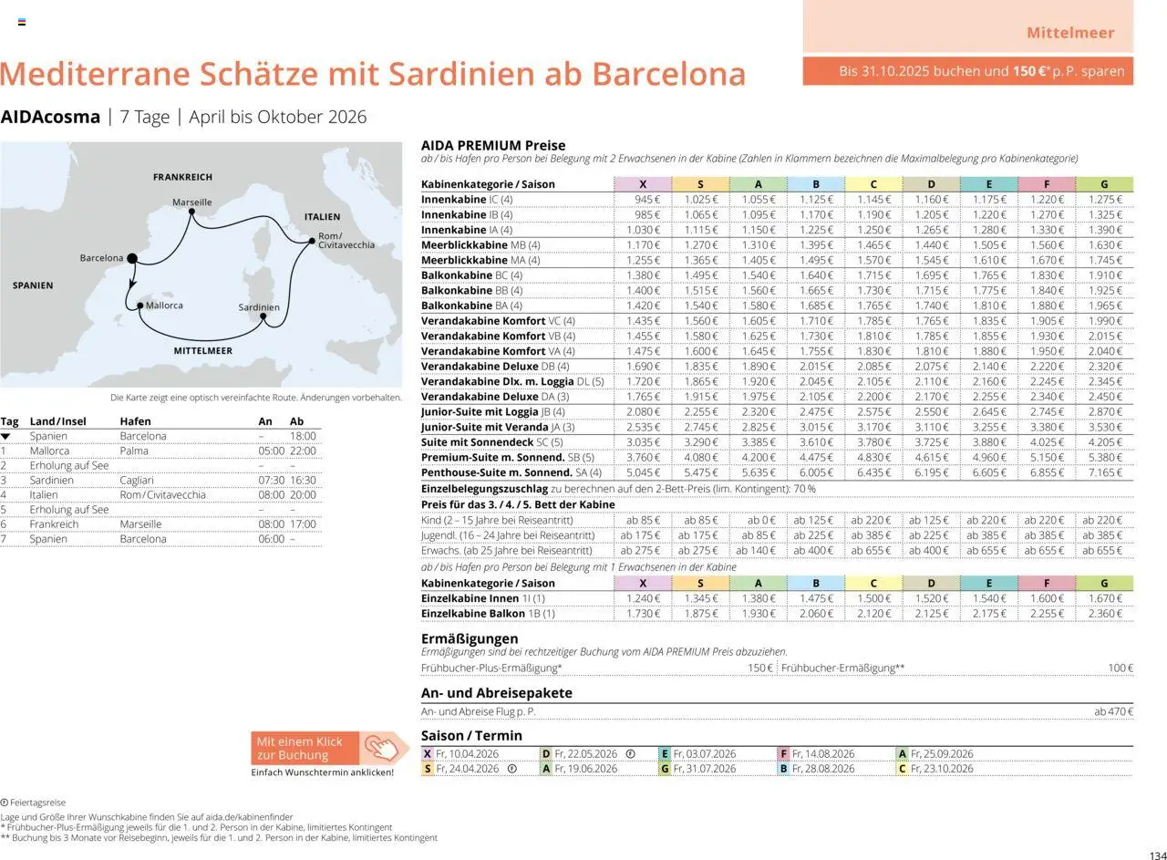 Aida Sommer 2026 – gültig ab 01.03.2026 | Seite: 134 | Produkte: Bett