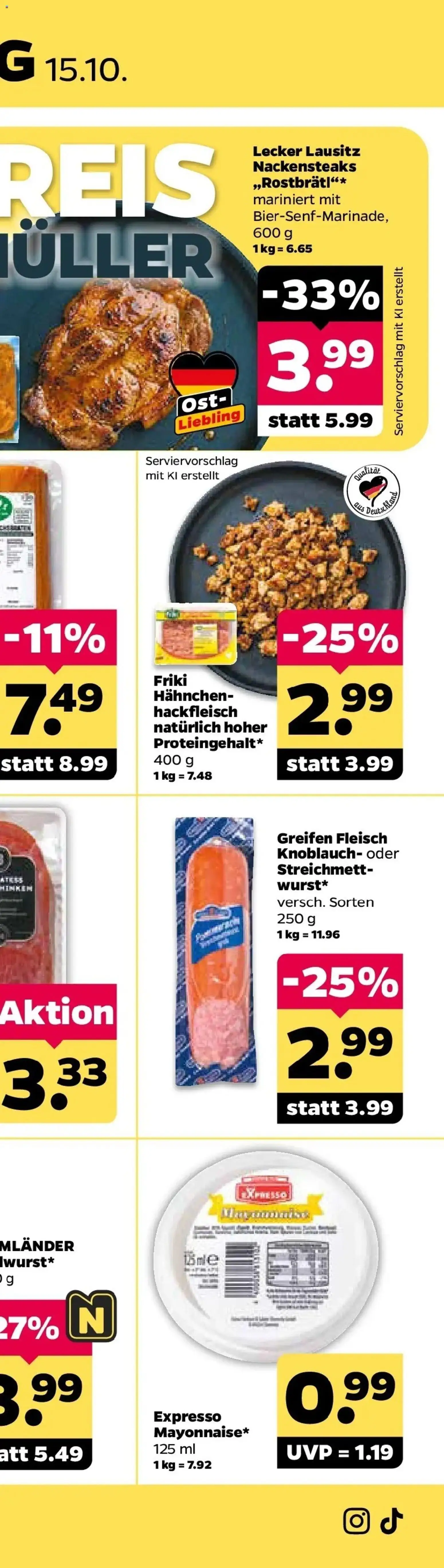 Netto Aktueller Prospekt ab 12.10.2026 → Angebote nächste Woche | Seite: 66 | Produkte: Nackensteaks, Hahnchen, Fleisch, Hackfleisch