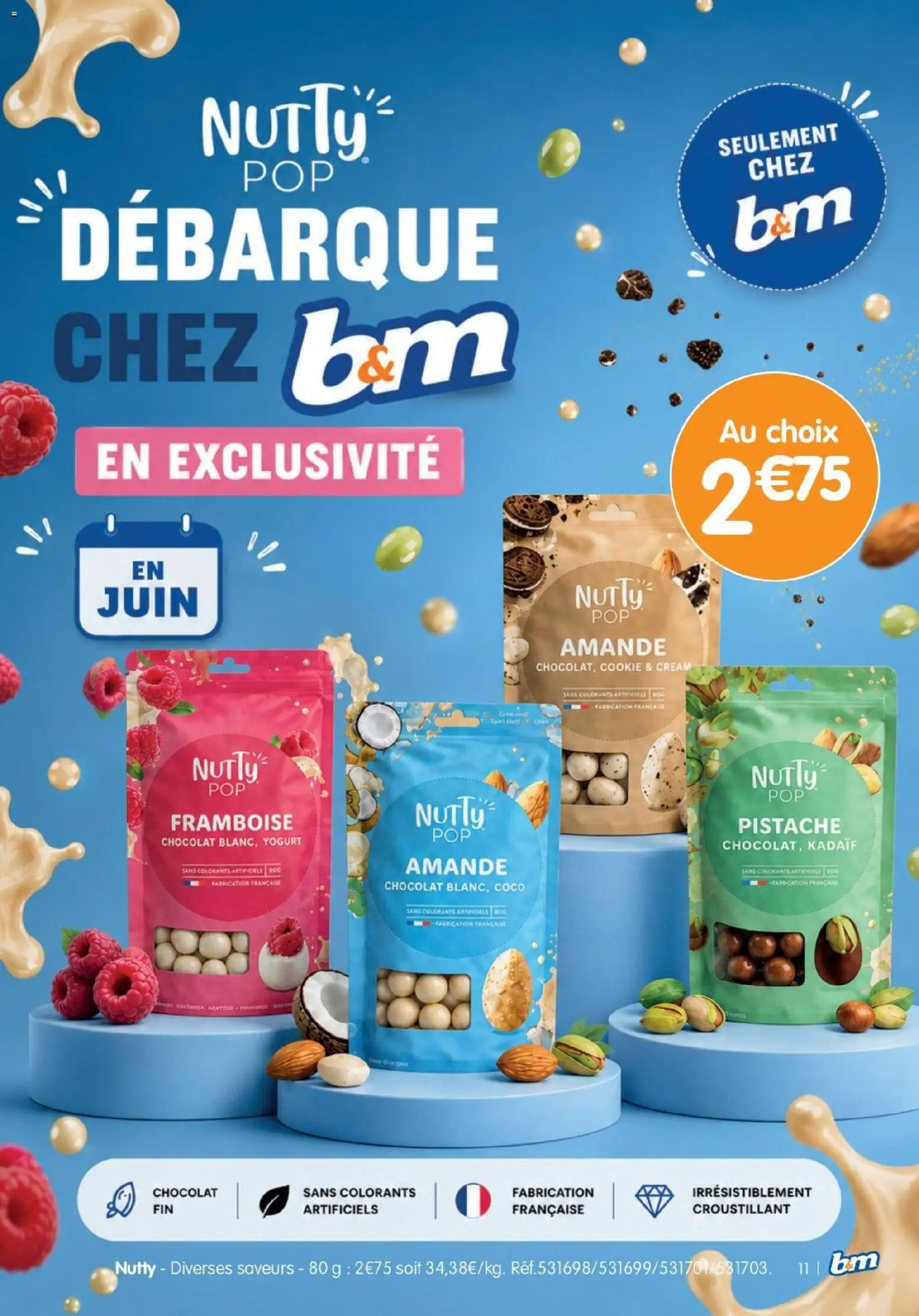 {H1} | Page: 11 | Produits: Amande, Framboise, Chocolat