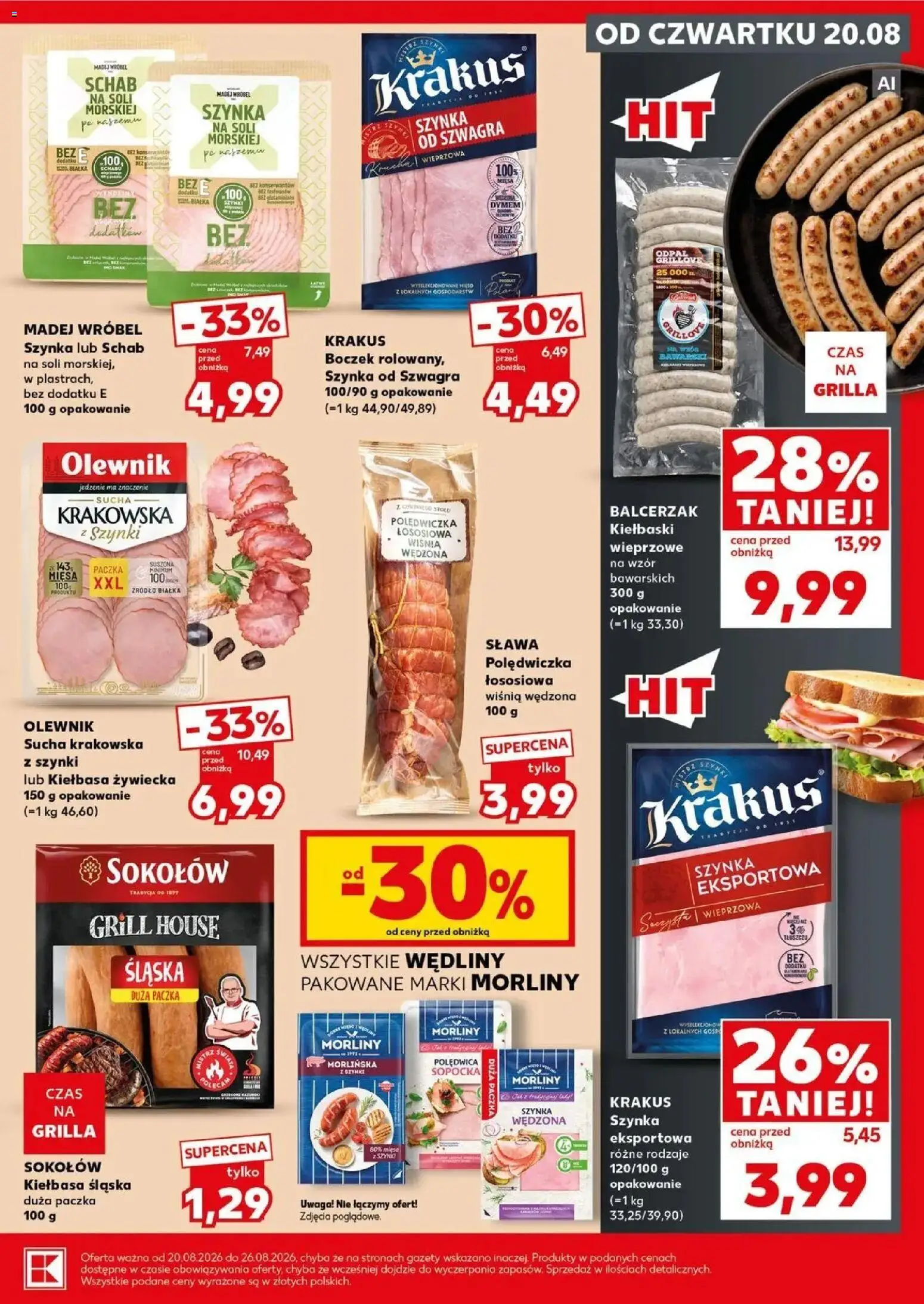 Kaufland gazetka - Mocny start od 24.08.2026 - od jutra PDF | Strona: 19 | Produkty: Schab, Kiełbaski, Stół, Kiełbasa śląska