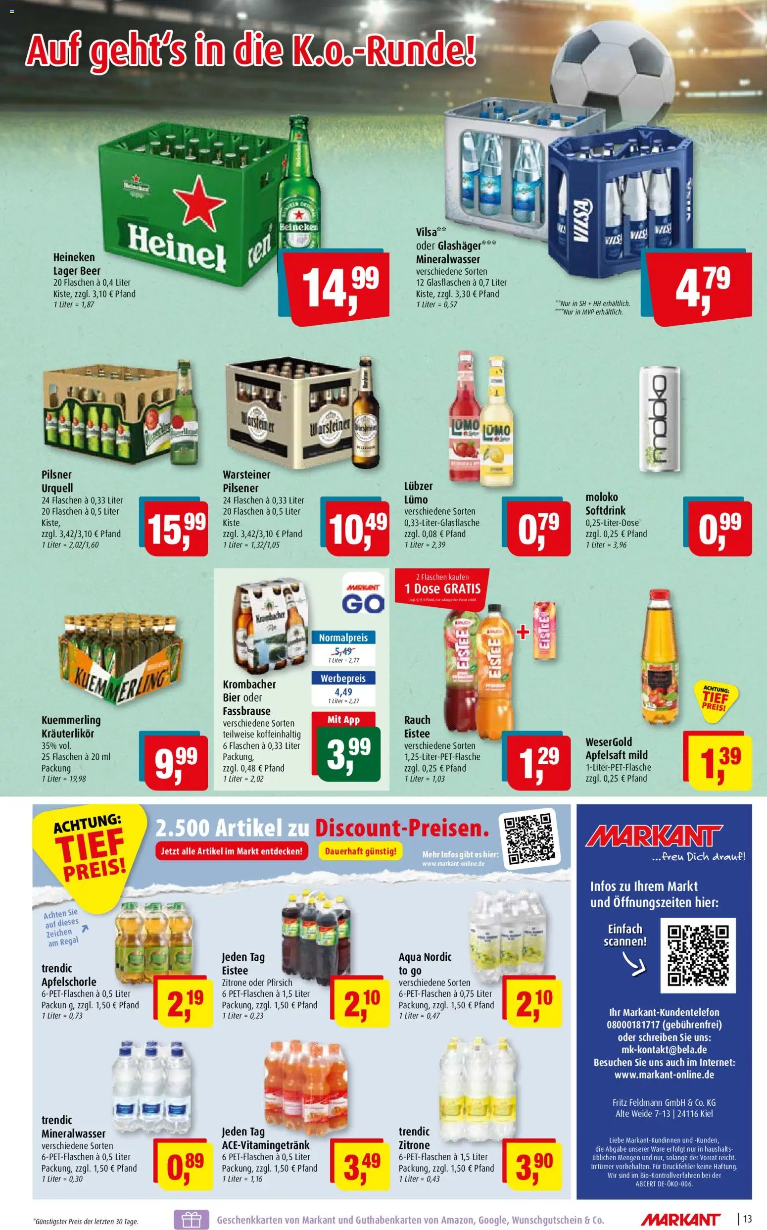 Markant Prospekt – gültig ab 29.06.2026 | Seite: 13 | Produkte: Apfelsaft, Warsteiner, Krombacher, Fassbrause