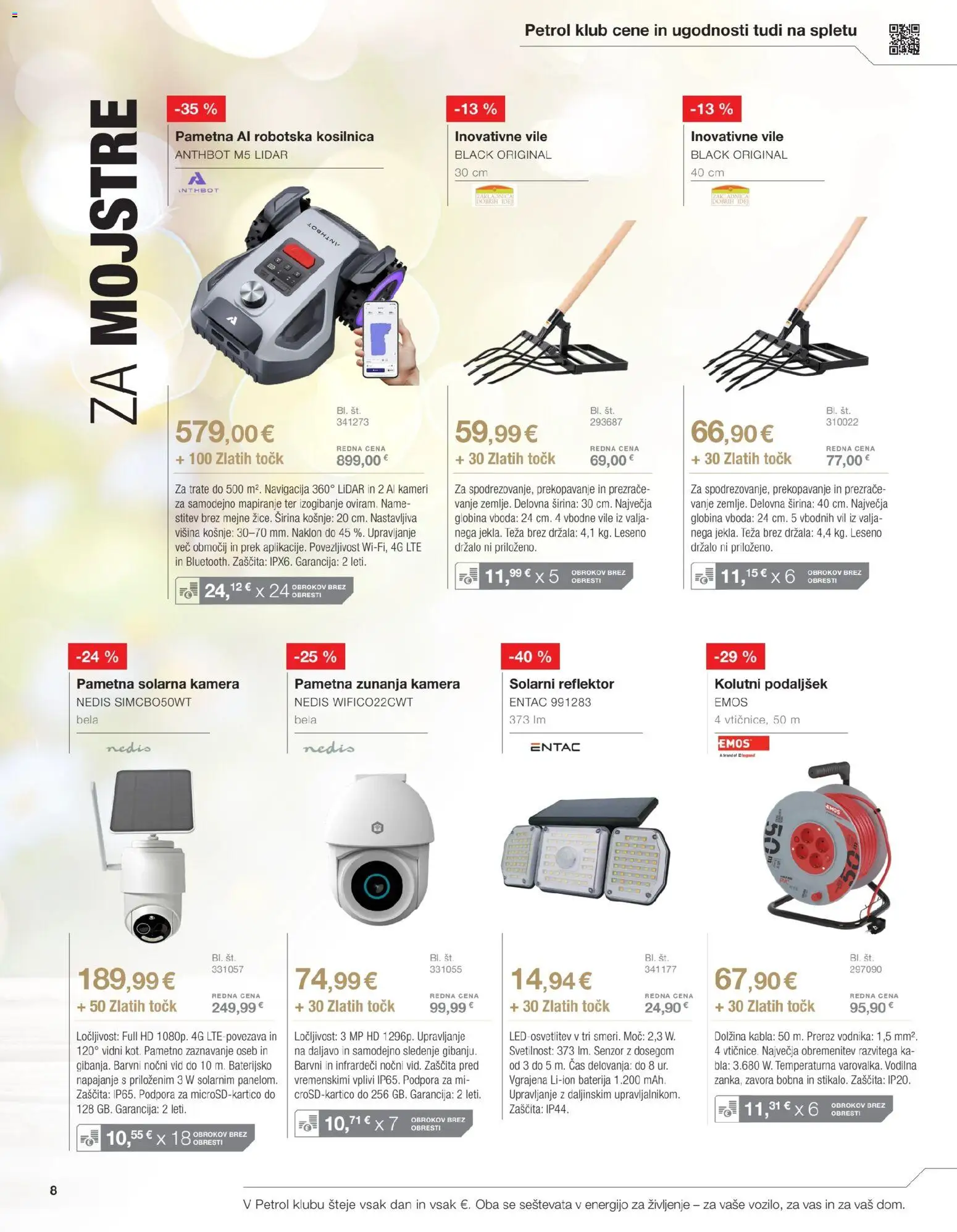 Novi Petrol katalog ponudbe – veljaven od 01.09.2026 | Stran: 8 | Izdelki: Baterija, Kamera, Kosilnica, Robotska kosilnica