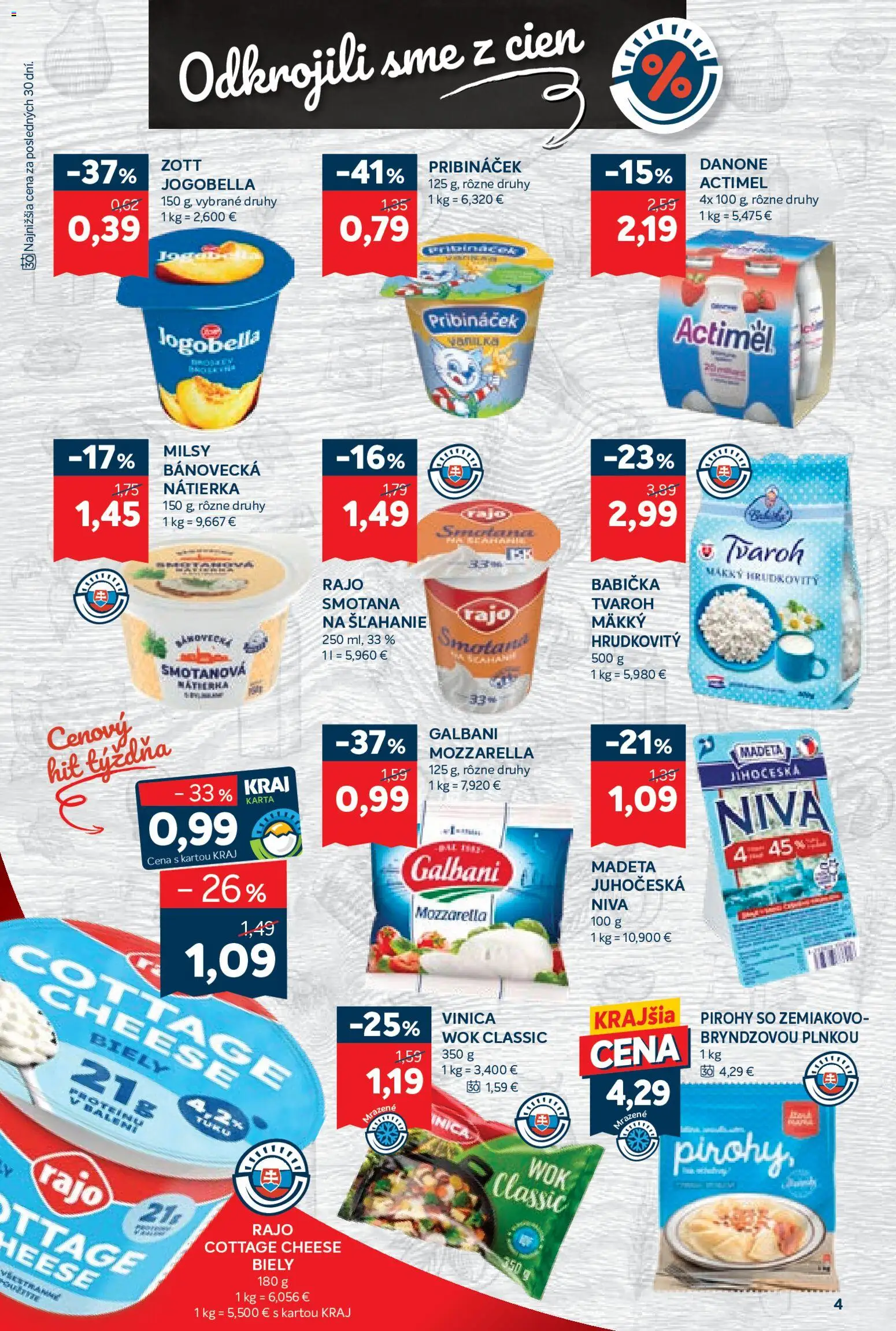 Nové Kraj akcie – leták je platný od 29.10.2026 | Strana: 6 | Produkty: Pirohy, Smotana, Mozzarella, Nátierka