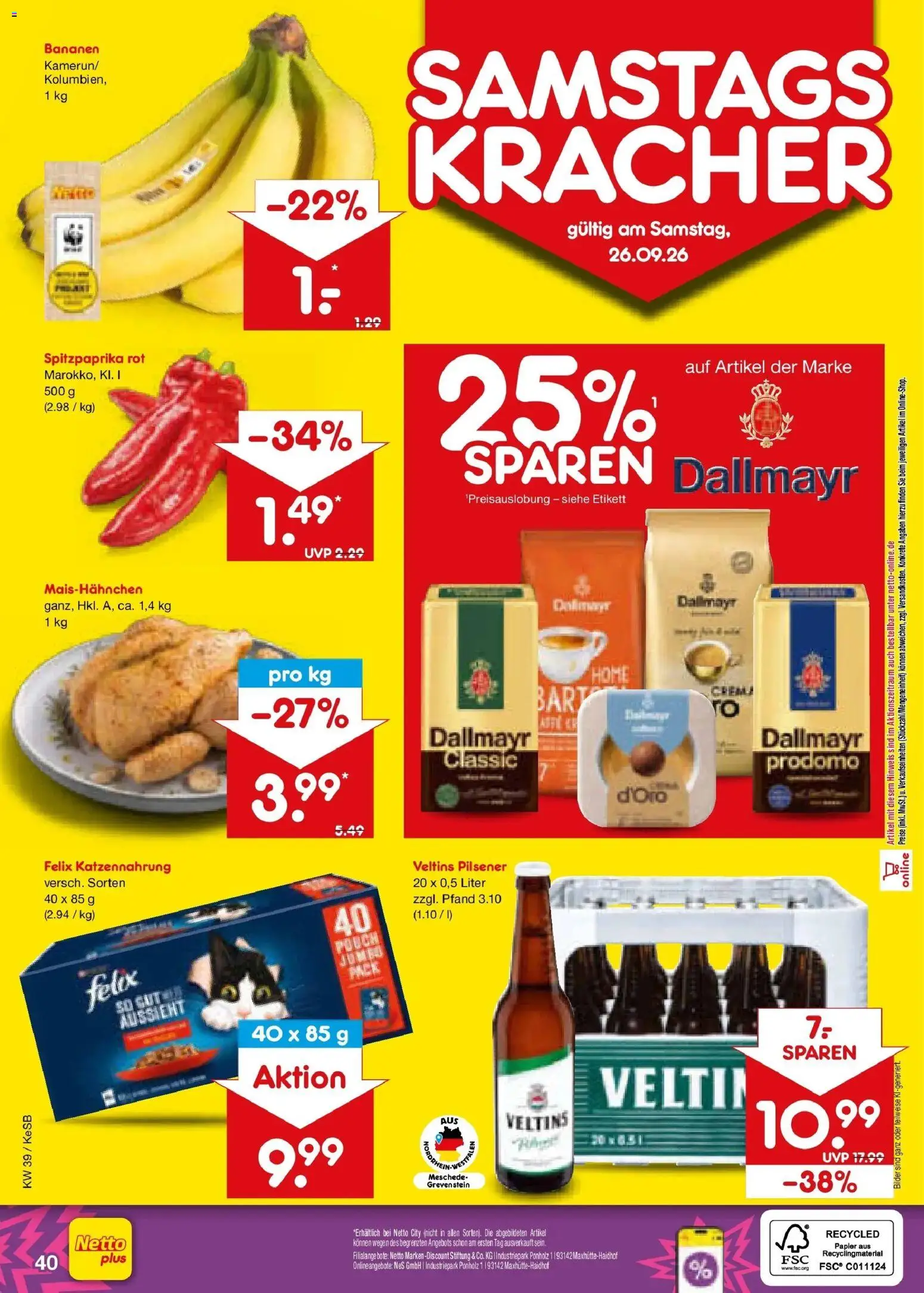 Netto Marken-Discount Prospekt Kruft – gültig ab 21.09.2026 | Seite: 56 | Produkte: Bananen, Bilder, Dallmayr, Veltins