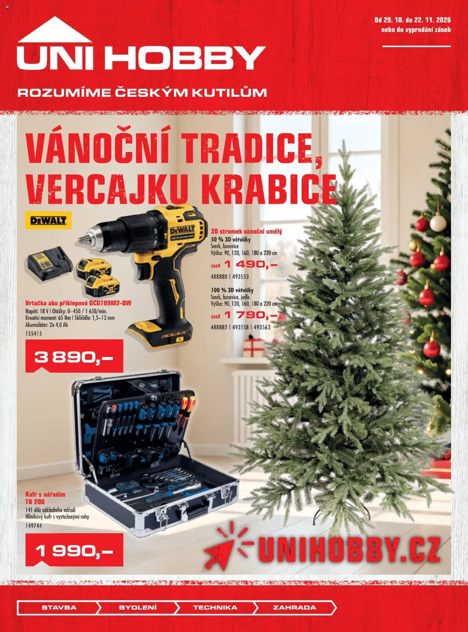 Uni Hobby leták od 29.10.2026 | Strana: 1 | Produkty: Zahrada, Kufr, Krabice, Nářadí