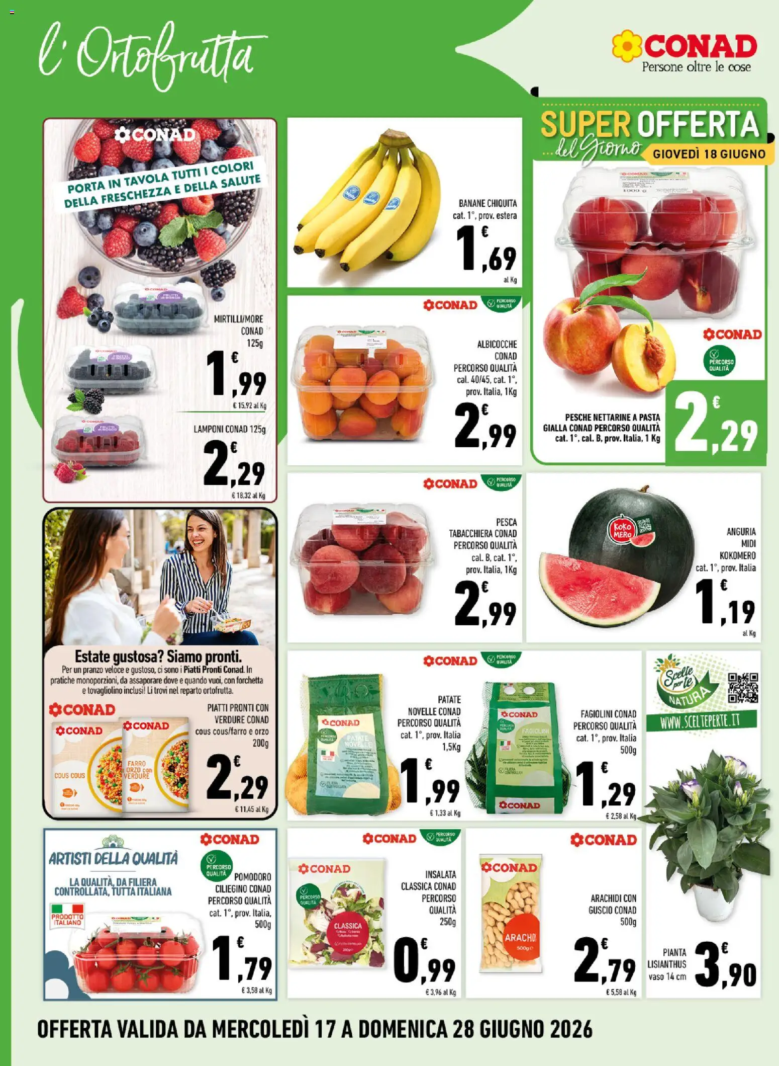 Volantino Conad del 17.06.2026 | Pagina: 2 | Prodotti: Lamponi, Arachidi, Vaso, Farro
