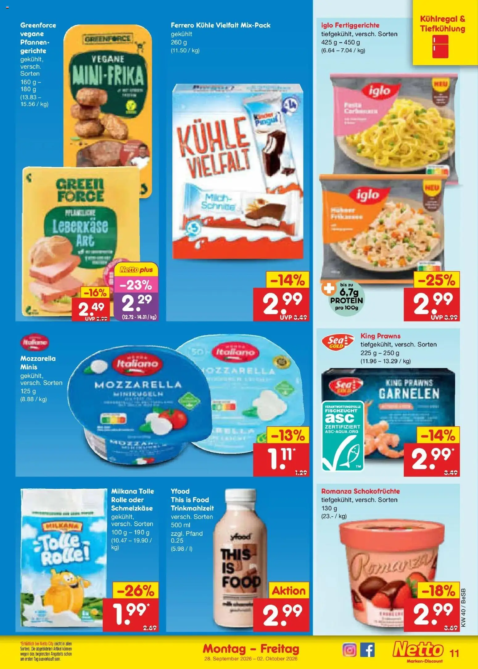 Netto Marken-Discount Prospekt Kremmen – gültig ab 28.09.2026 | Seite: 15 | Produkte: Mozzarella, Fertiggerichte, Gerichte, Leberkase