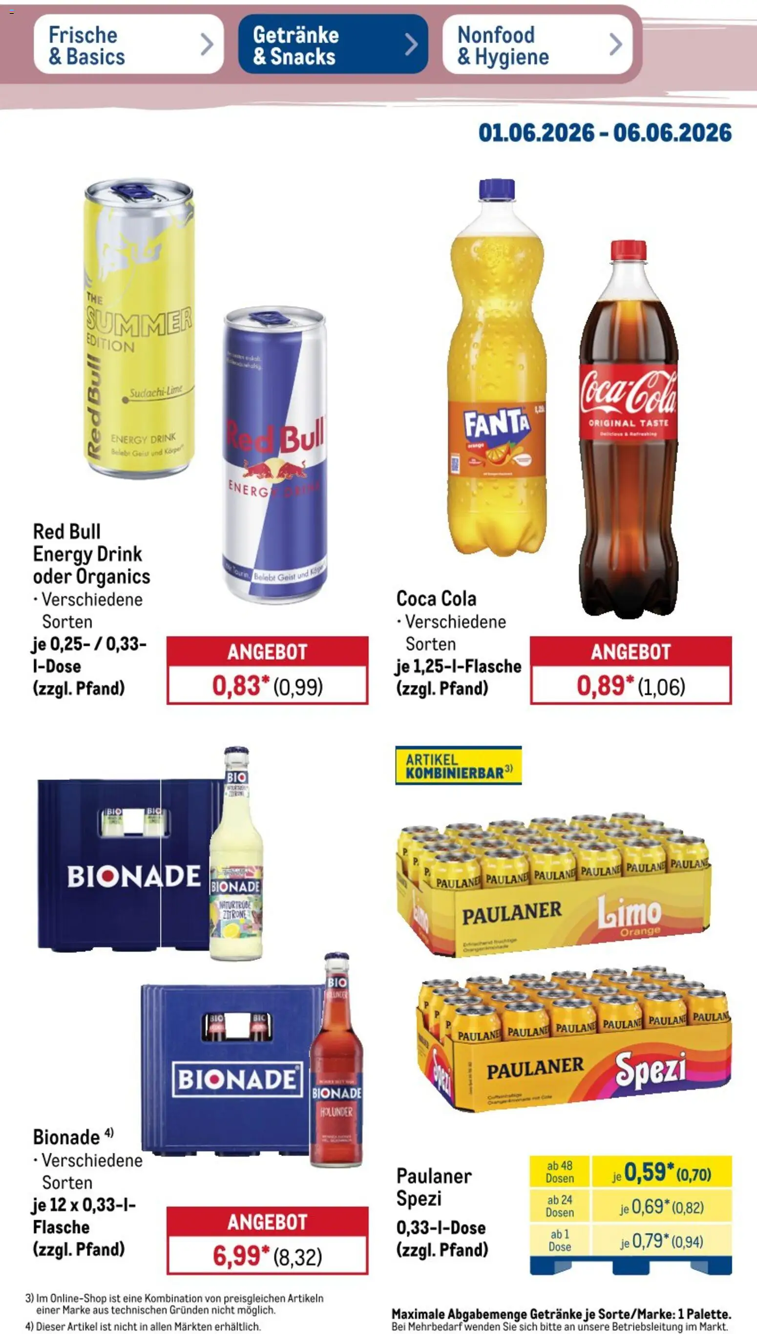 Metro NonFood-Angebote – gültig ab 01.06.2026 | Seite: 18 | Produkte: Coca cola, Fanta, Bionade, Paulaner