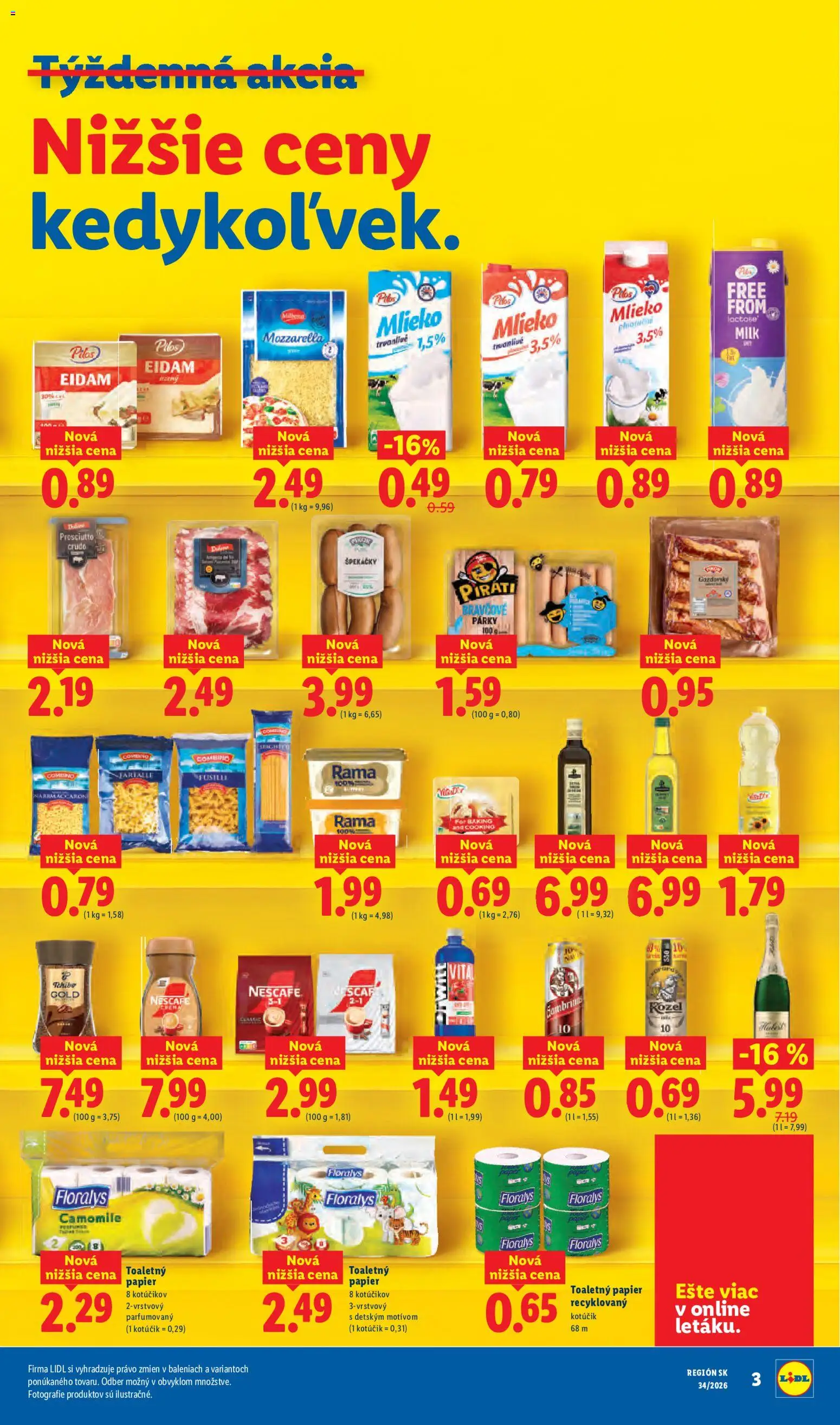 Nové Lidl akcie – leták je platný od 17.08.2026 | Strana: 5 | Produkty: Syr, Toaletný papier, Rama, Gambrinus