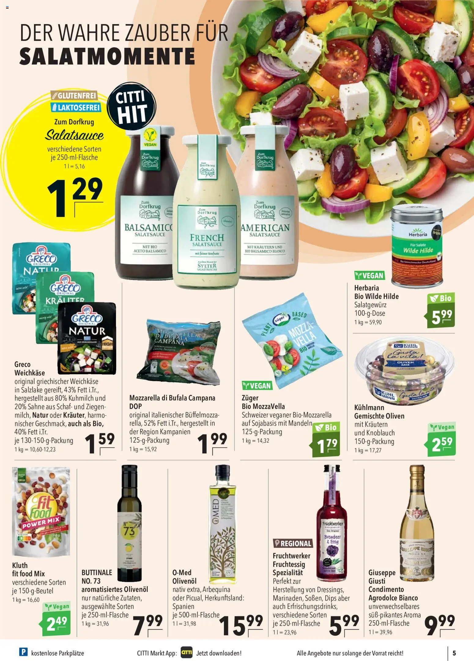 CITTI Markt Prospekt – gültig ab 22.07.2026 | Seite: 5 | Produkte: Mozzarella, Olivenol, Mandeln, Knoblauch