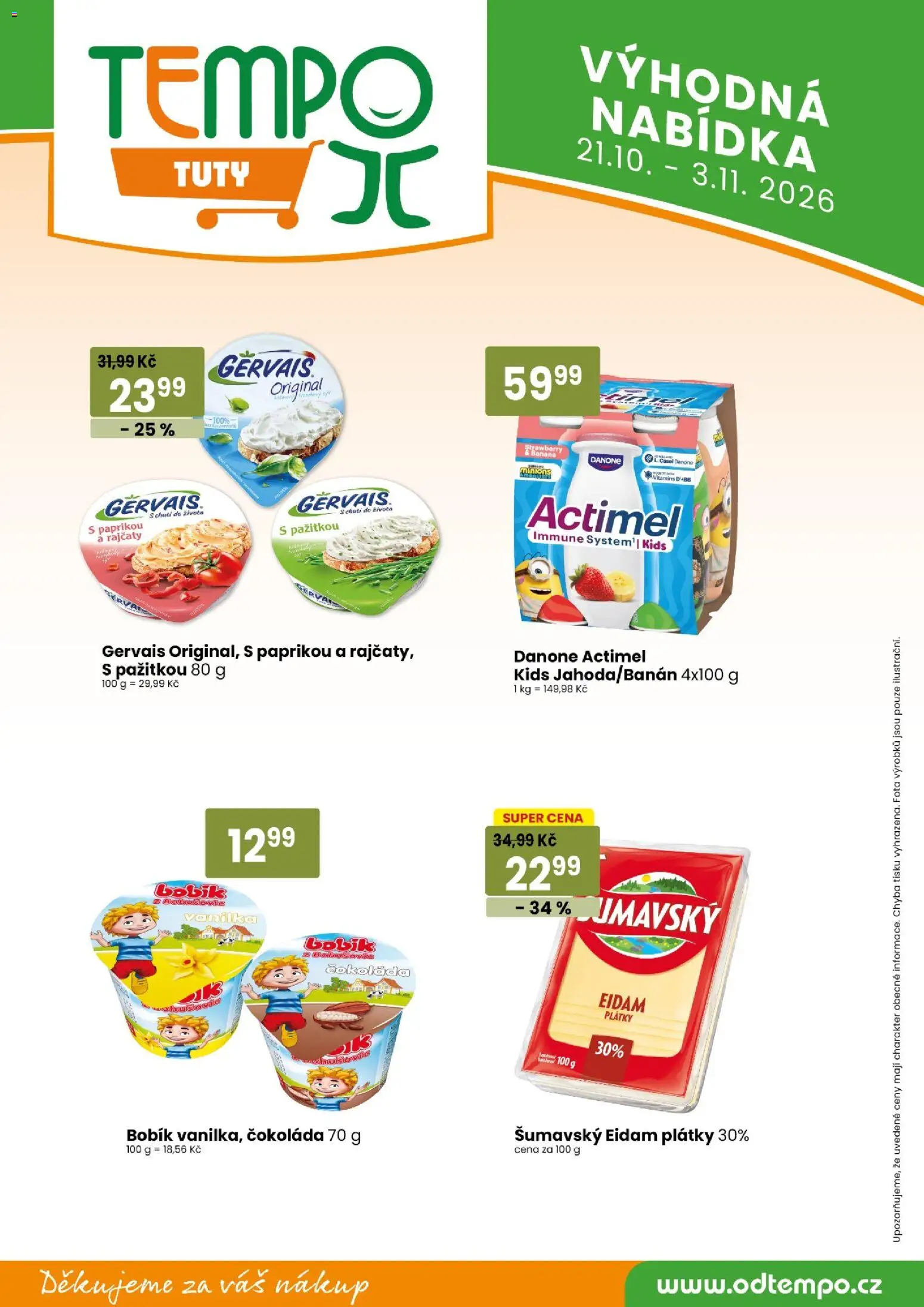 TEMPO leták - market od 21.10.2026 | Strana: 10 | Produkty: Čokoláda, Eidam, Gervais, Actimel