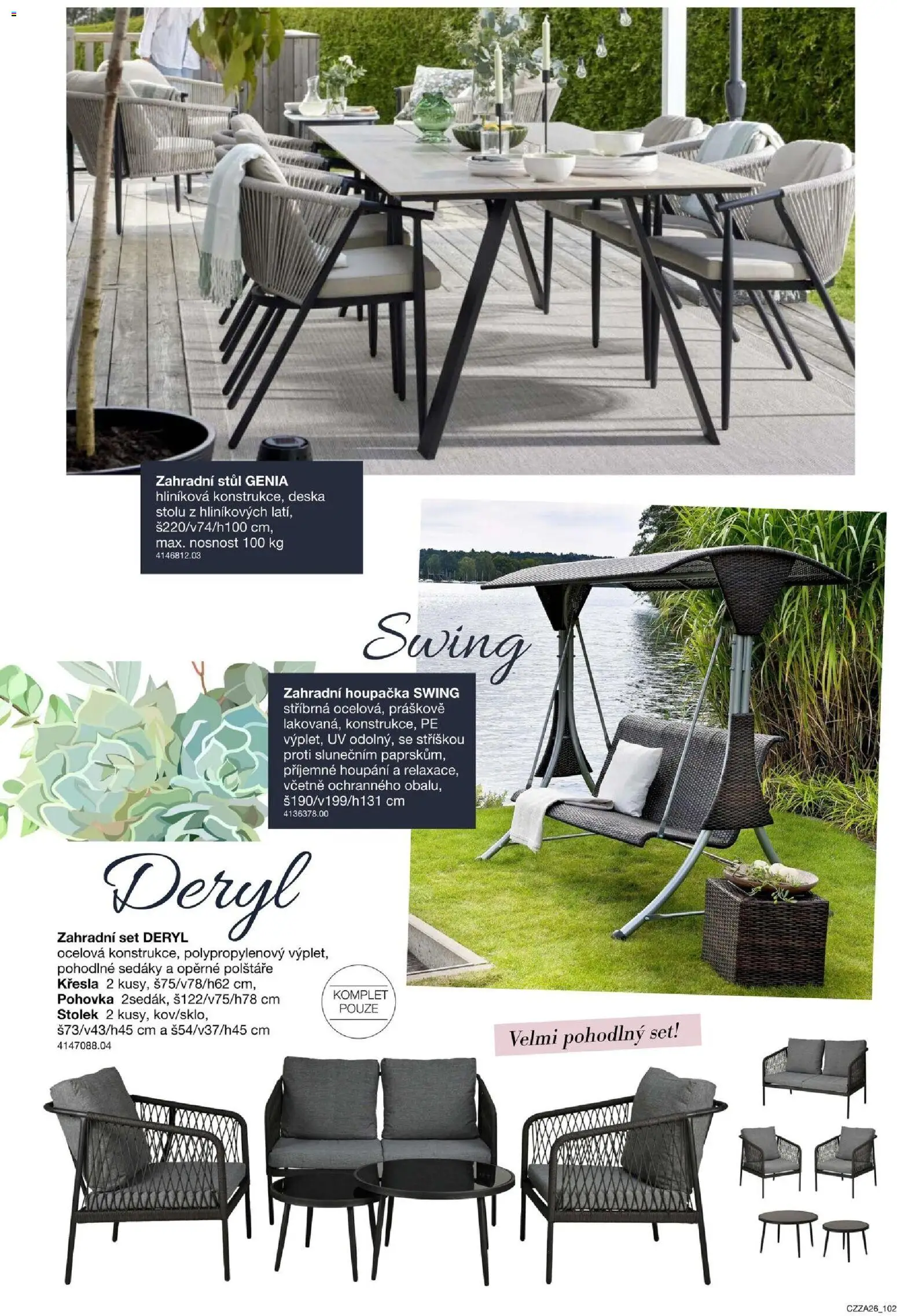 Sconto nábytek katalog - Zahradní speciál od 01.01.2026 | Strana: 102 | Produkty: Polštáře, Zahradní houpačka, Houpačka, Stolek
