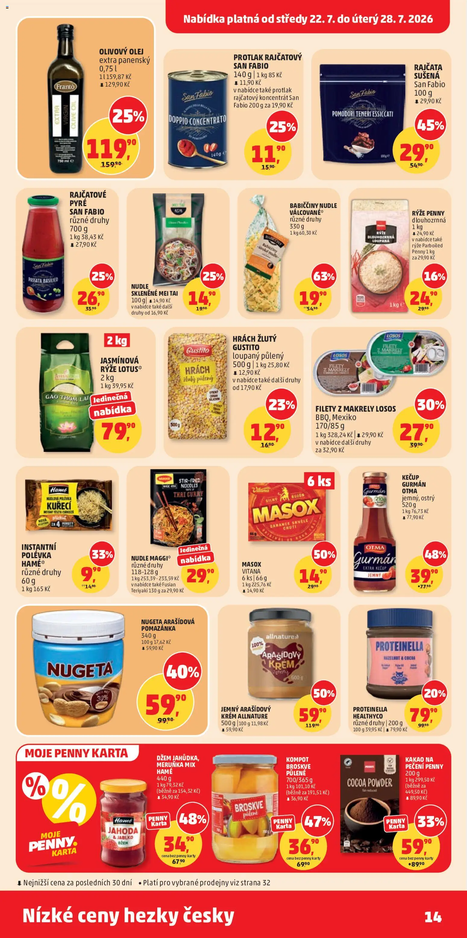 Penny Market leták od 22.07.2026 | Strana: 14 | Produkty: Passata, Rýže parboiled, Losos, Lotus
