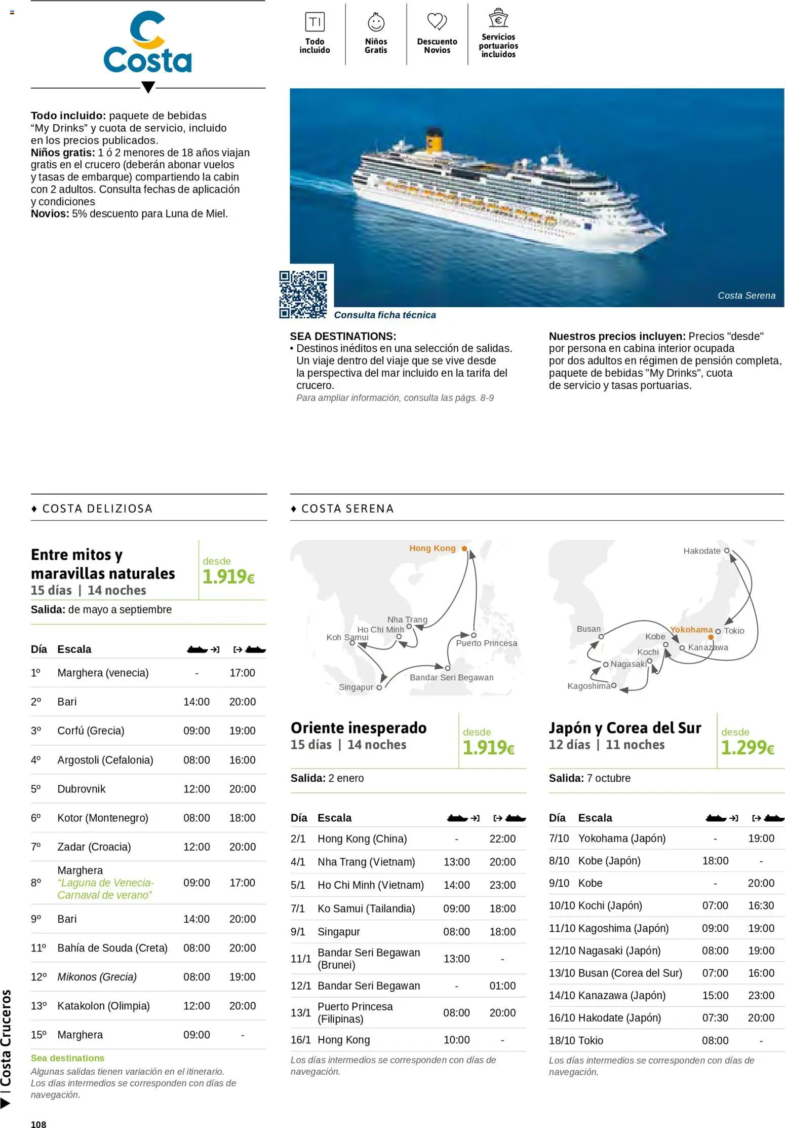 Viajes El Corte Inglés Cruceros marítimos │ válido desde el 01/01/2026 | Página: 109 | Productos: Bebidas