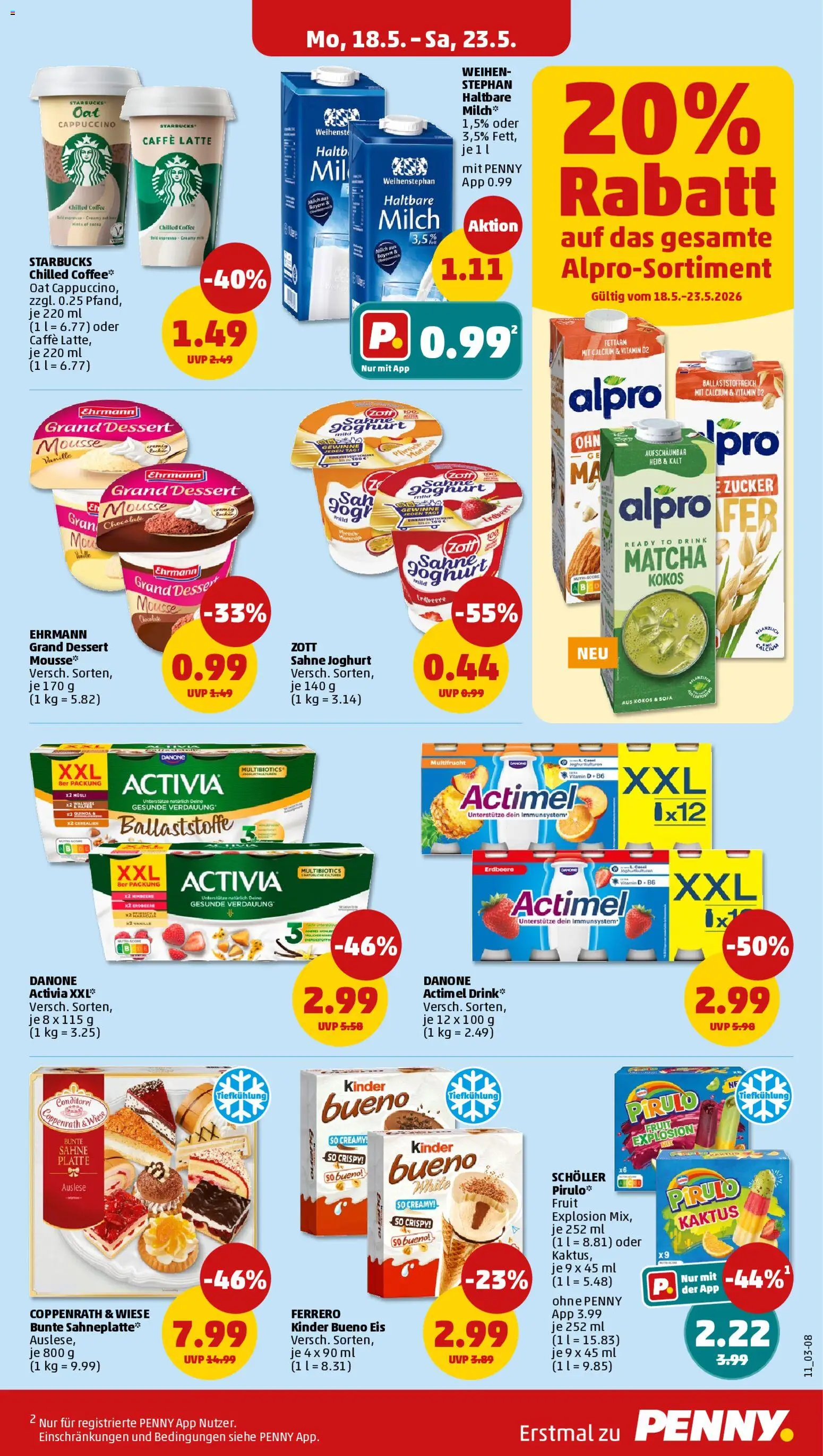 Penny Prospekt 	 – gültig ab 18.05.2026 | Seite: 13 | Produkte: Activia, Milch, Himbeere, Eis