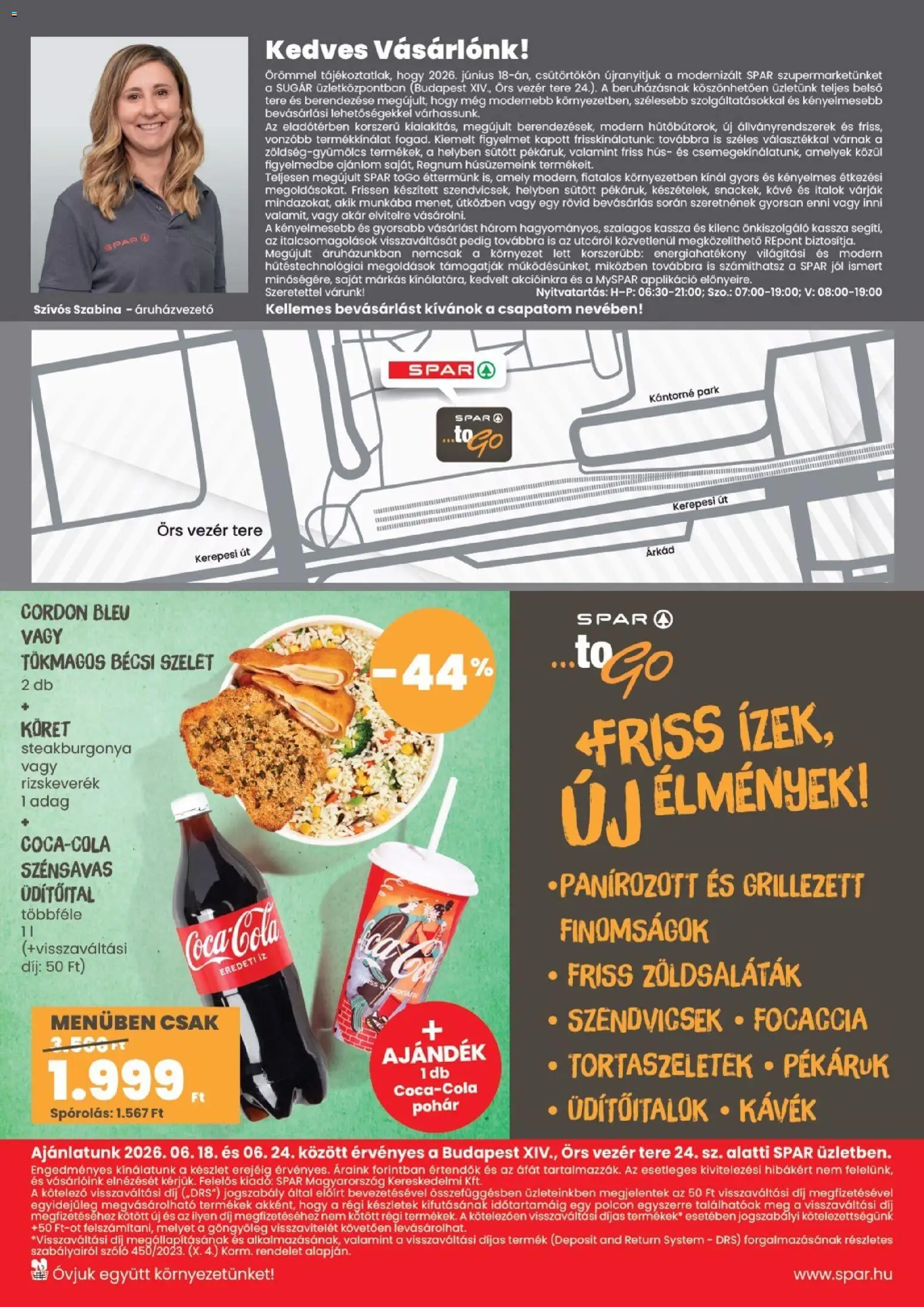 Spar akciós ujság - amely érvényes a következő dátumtól: 18.06.2026 | Oldal: 4 | Termékek: Cordon bleu, Szőlő, Kávé, Pohár
