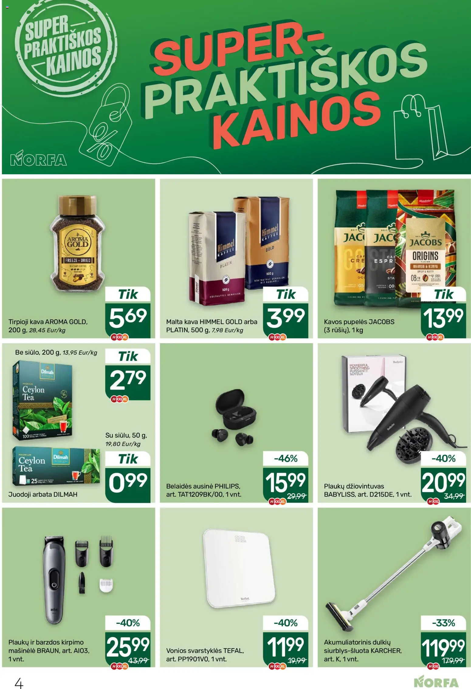 NORFA akcijos nuo 2026.08.20 | Puslapis: 4 | Prekių: Pupelės, Kavos pupelės, Kava, Juodoji arbata