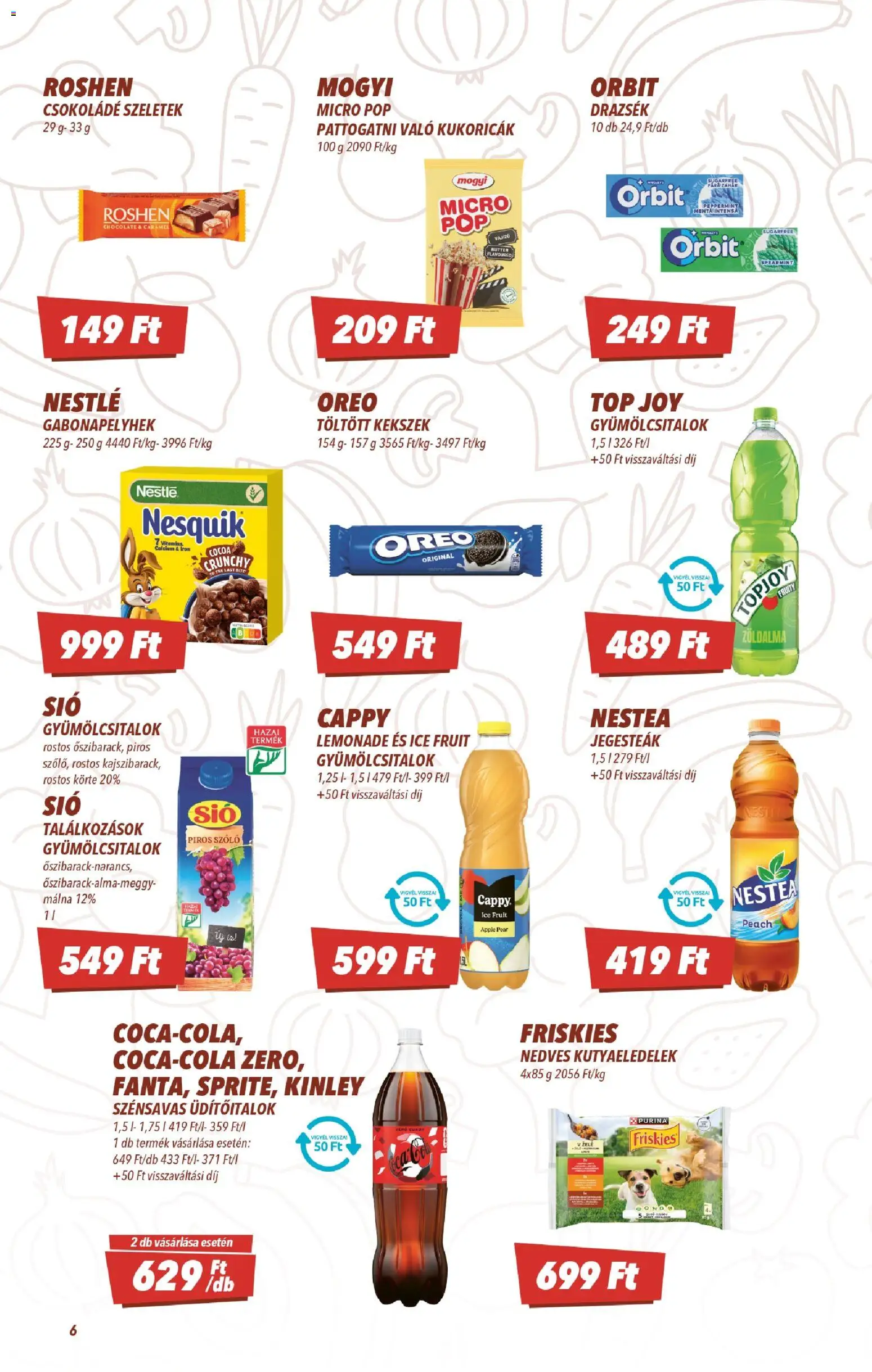 CBA akciós ujság - amely érvényes a következő dátumtól: 21.05.2026 | Oldal: 6 | Termékek: Szőlő, Körte, Málna, Nesquik