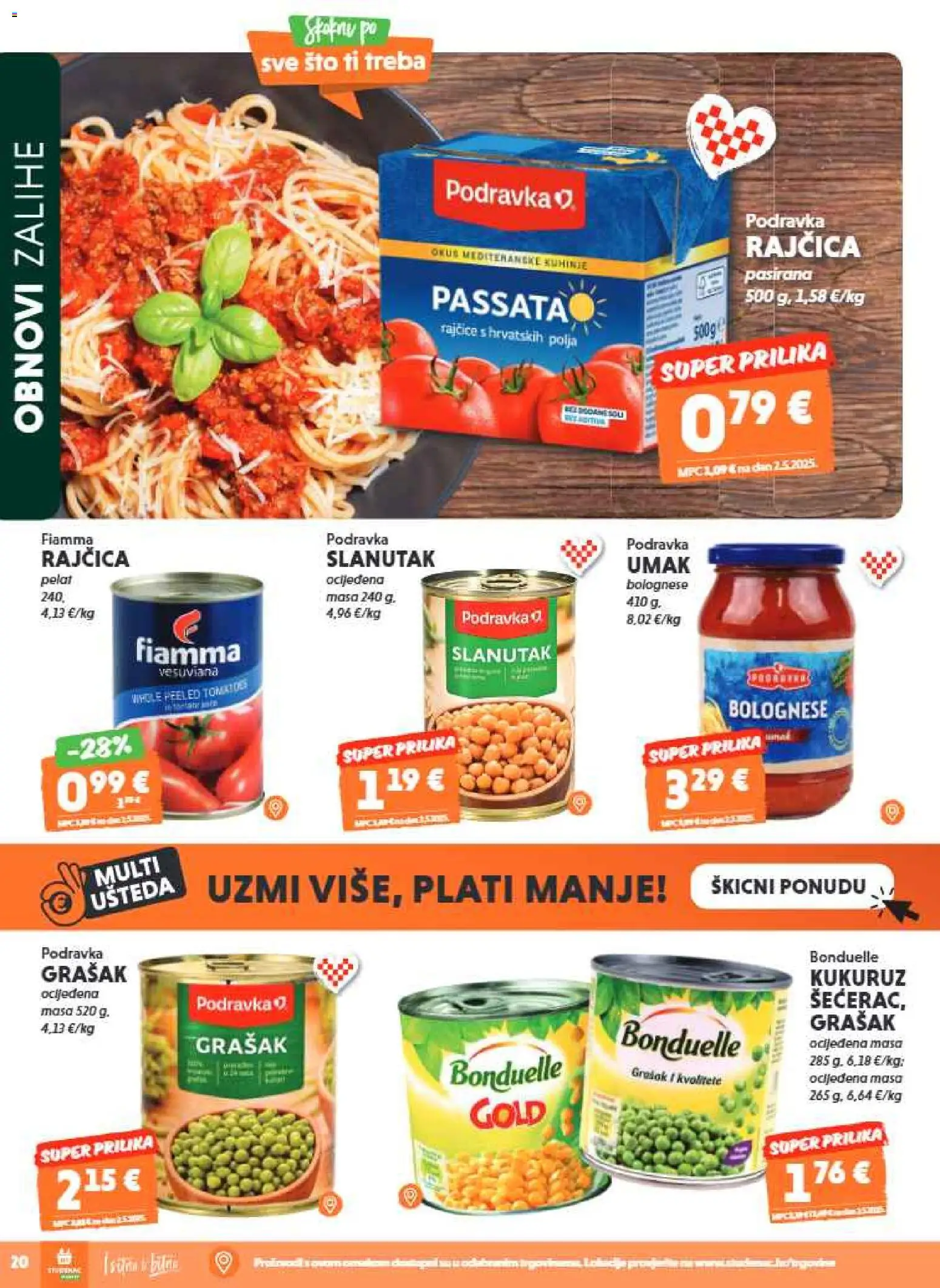 Studenac katalog | vrijedi od 29.07.2026 | Stranica: 20 | Proizvodi: Umak, Grašak, Rajčica, Slanutak