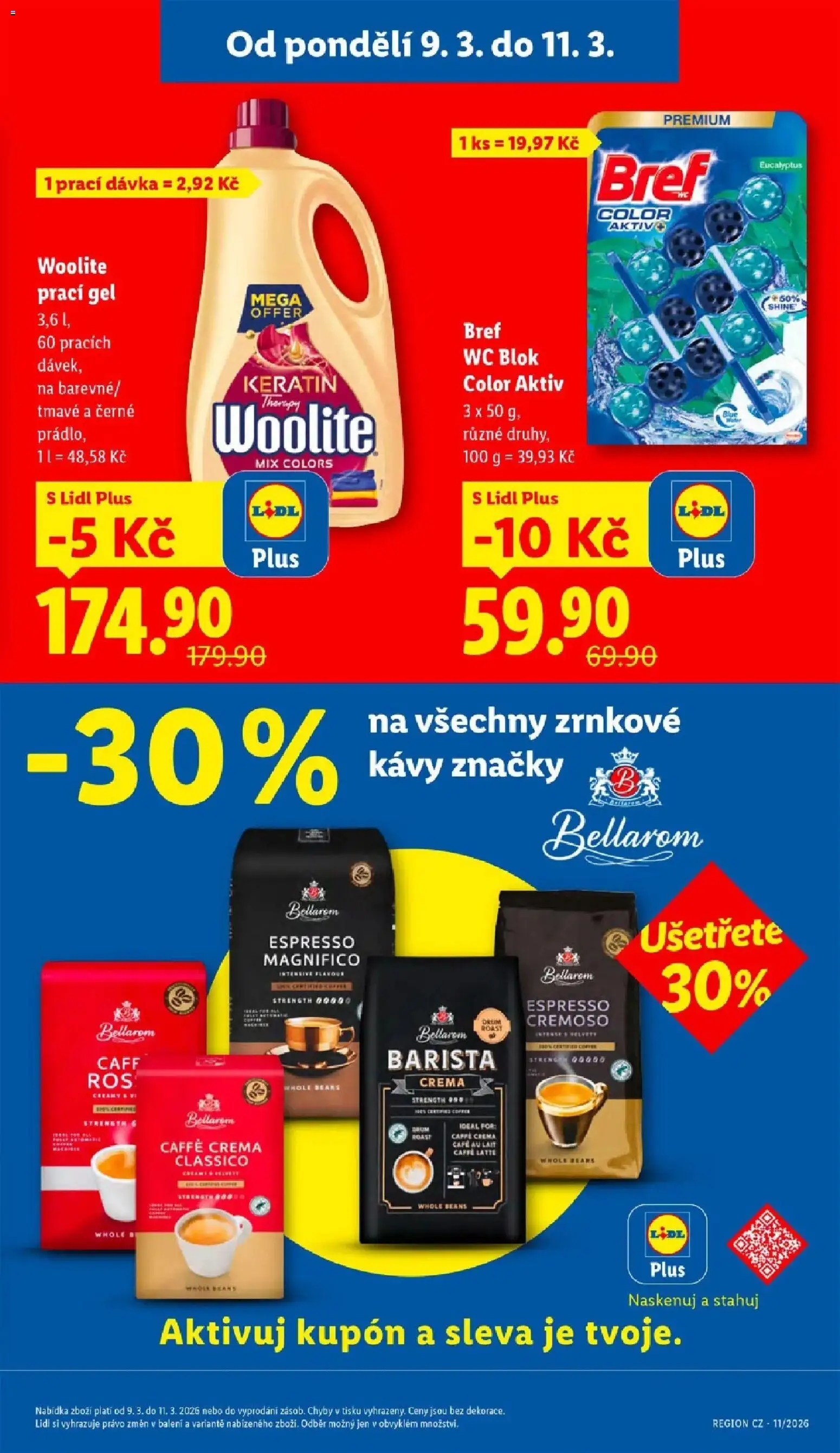 Lidl aktuální leták od 09.03.2026 | Strana: 3 | Produkty: Prací gel, Cafe au lait, Blok, Bellarom
