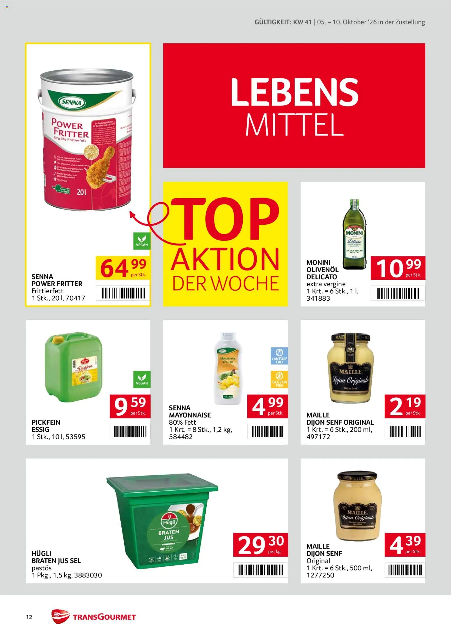Transgourmet Zustellaktion gültig ab 05.10.2026 | Seite: 12 | Produkte: Mayonnaise