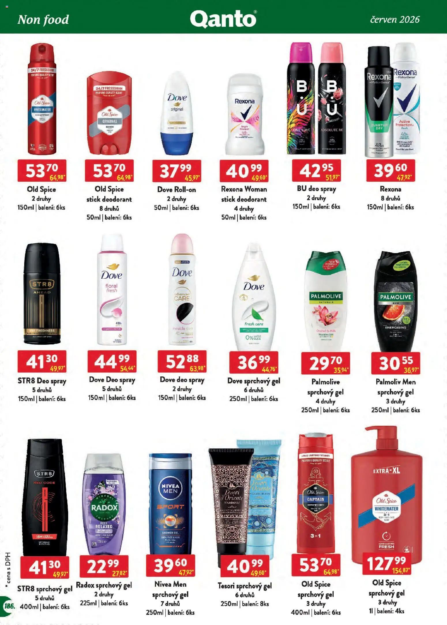 Astur & Qanto leták - Velkoobchod 06/2026 od 01.06.2026 | Strana: 186 | Produkty: Sprchový gel, Deodorant, Nivea, Dove