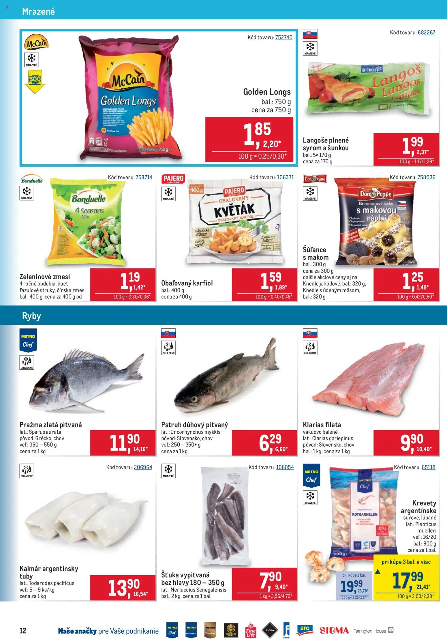 Nové Metro akcie – leták je platný od 01.07.2026 | Strana: 12 | Produkty: Krevety, Šišky, Karfiol, Pstruh