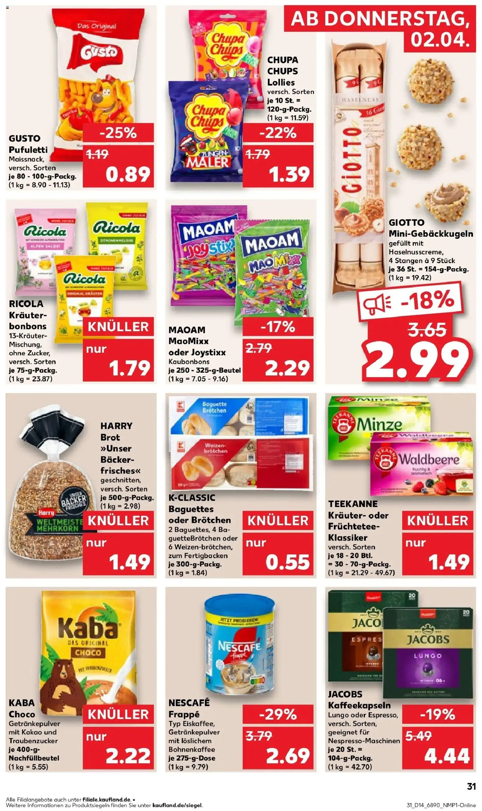 Kaufland Prospekt Bergkamen	 – gültig ab 02.04.2026 | Seite: 33 | Produkte: Nescafe, Baguette, Teekanne, Brot